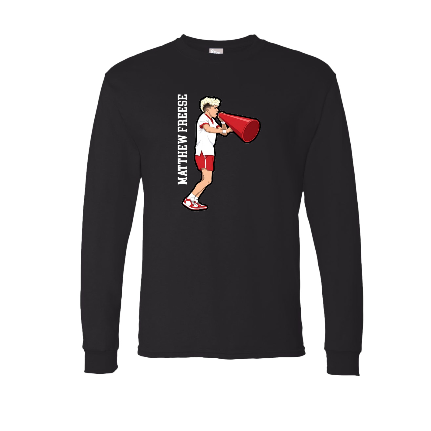 Long Sleeve Tee — Name Vertical in Black