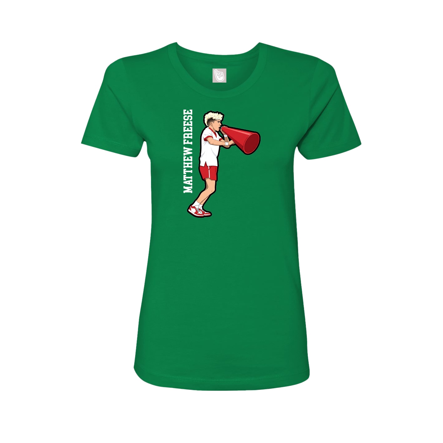 Fitted Women's Tee — Name Vertical in Green
