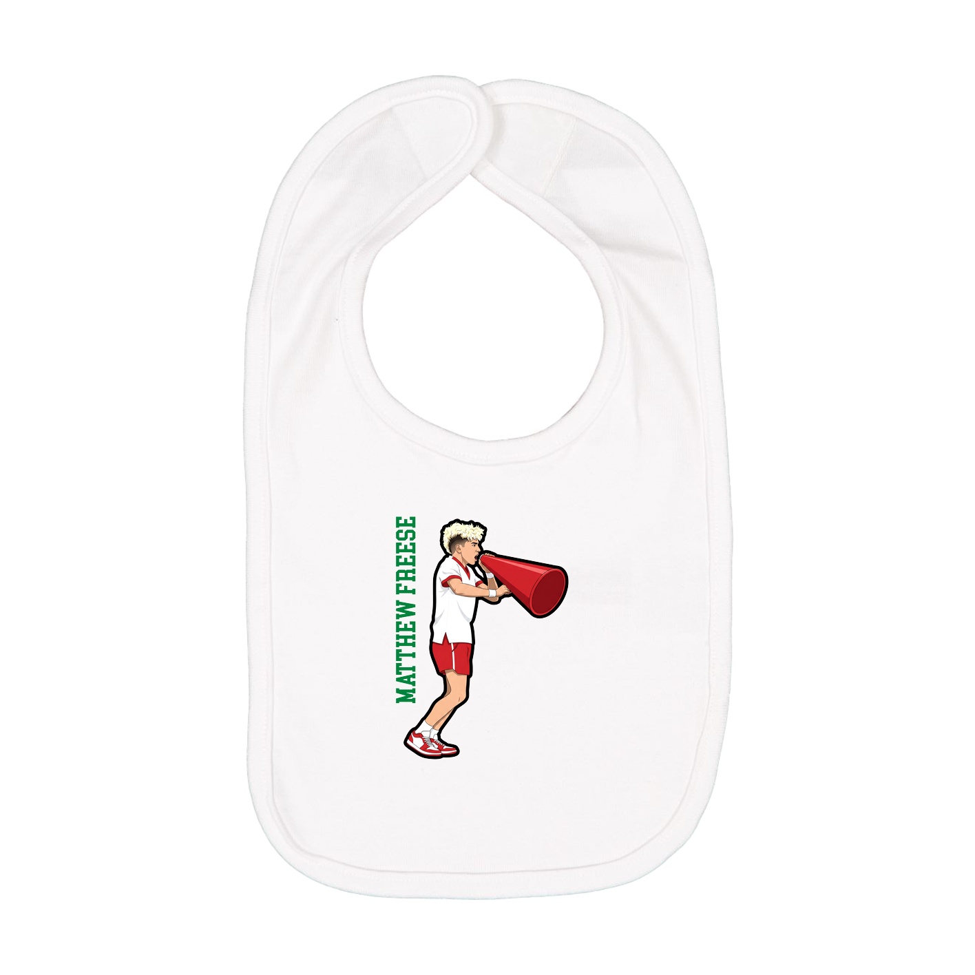 Infant Bib — Name Vertical in White