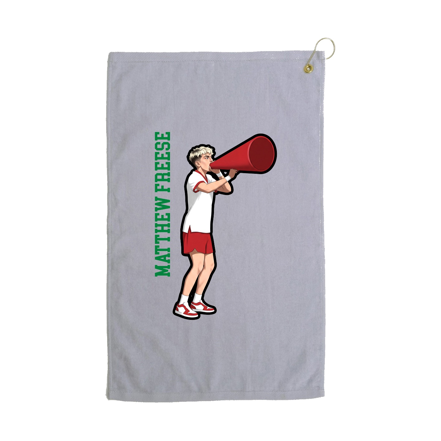 Golf Towel — Name Vertical in Grey