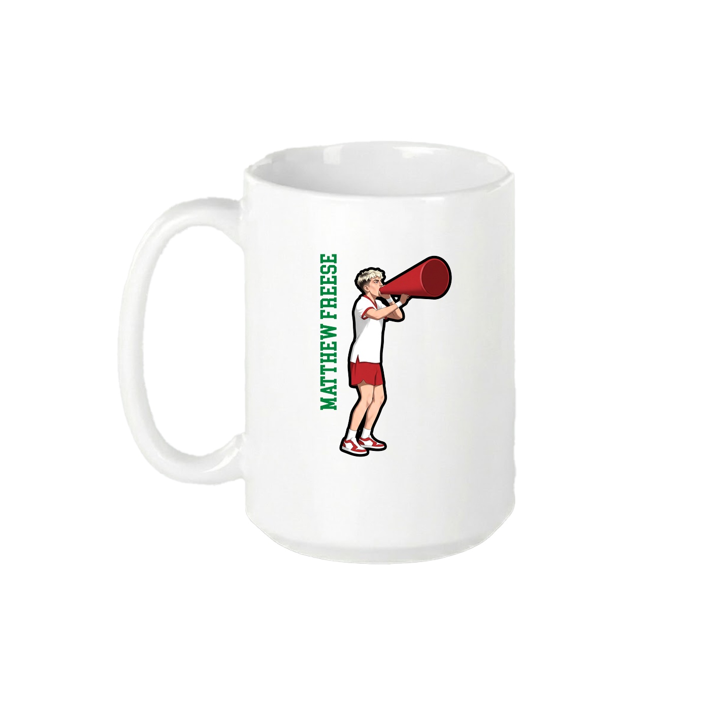 15oz Coffee Mug — Name Vertical in White