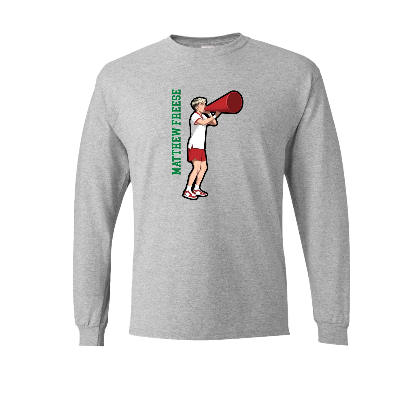 Long Sleeve Tee — Name Vertical in Grey