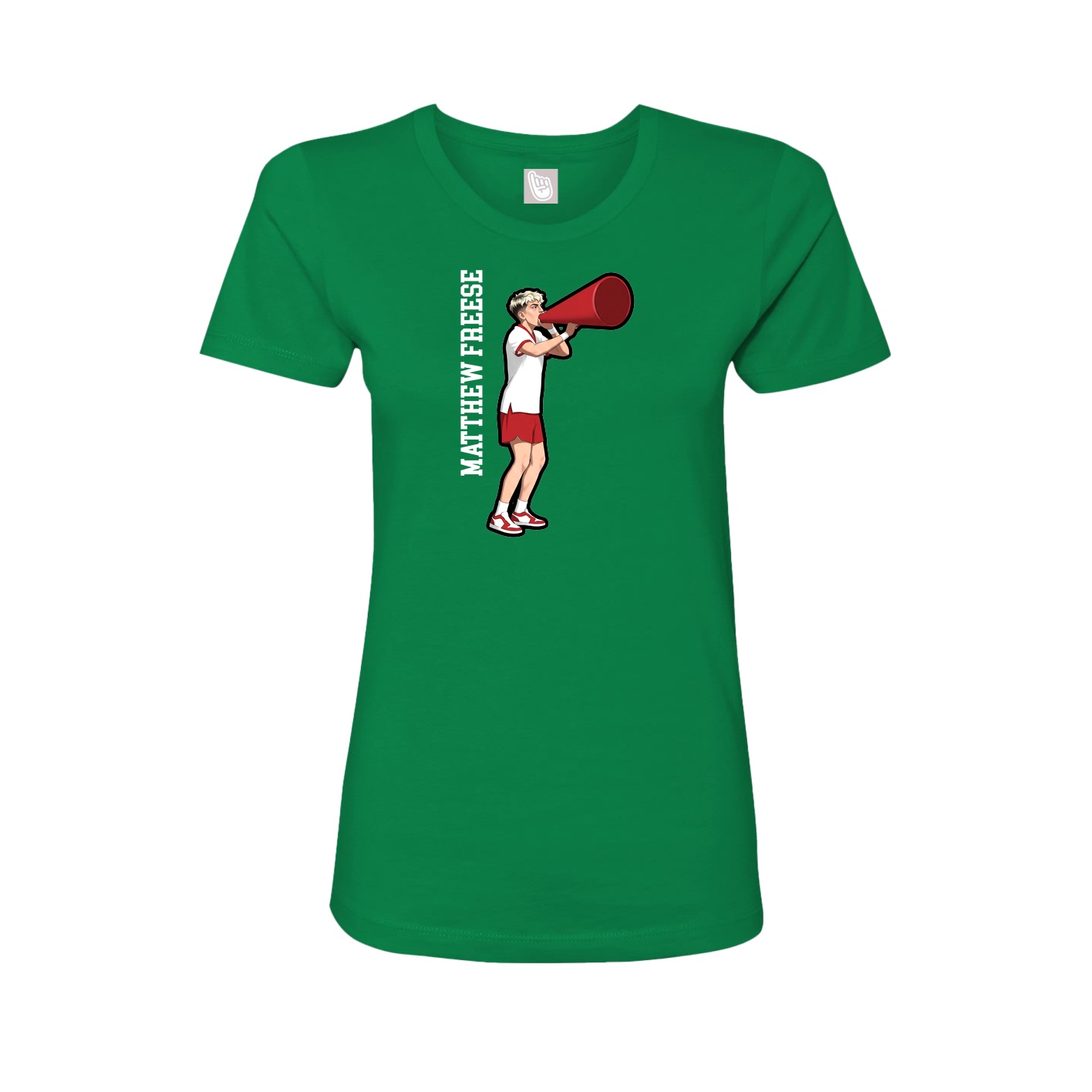 Fitted Women's Tee — Name Vertical in Green