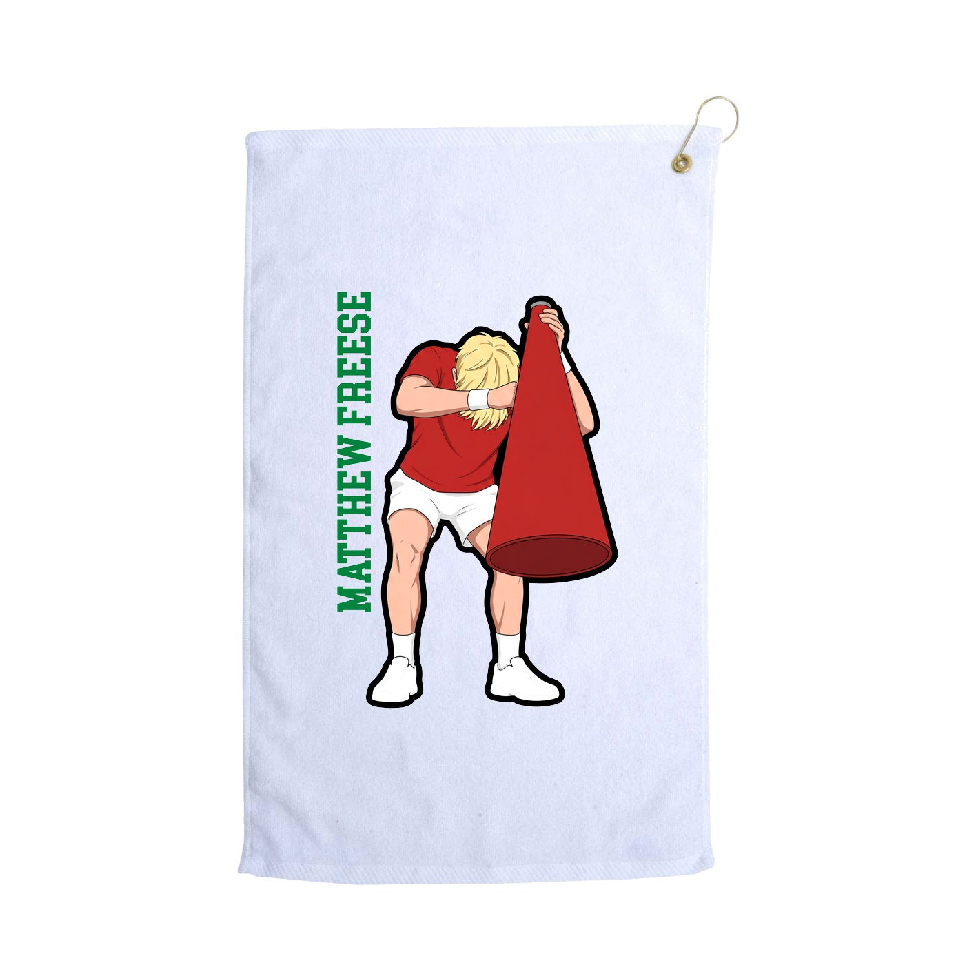 Golf Towel — Name Vertical in White