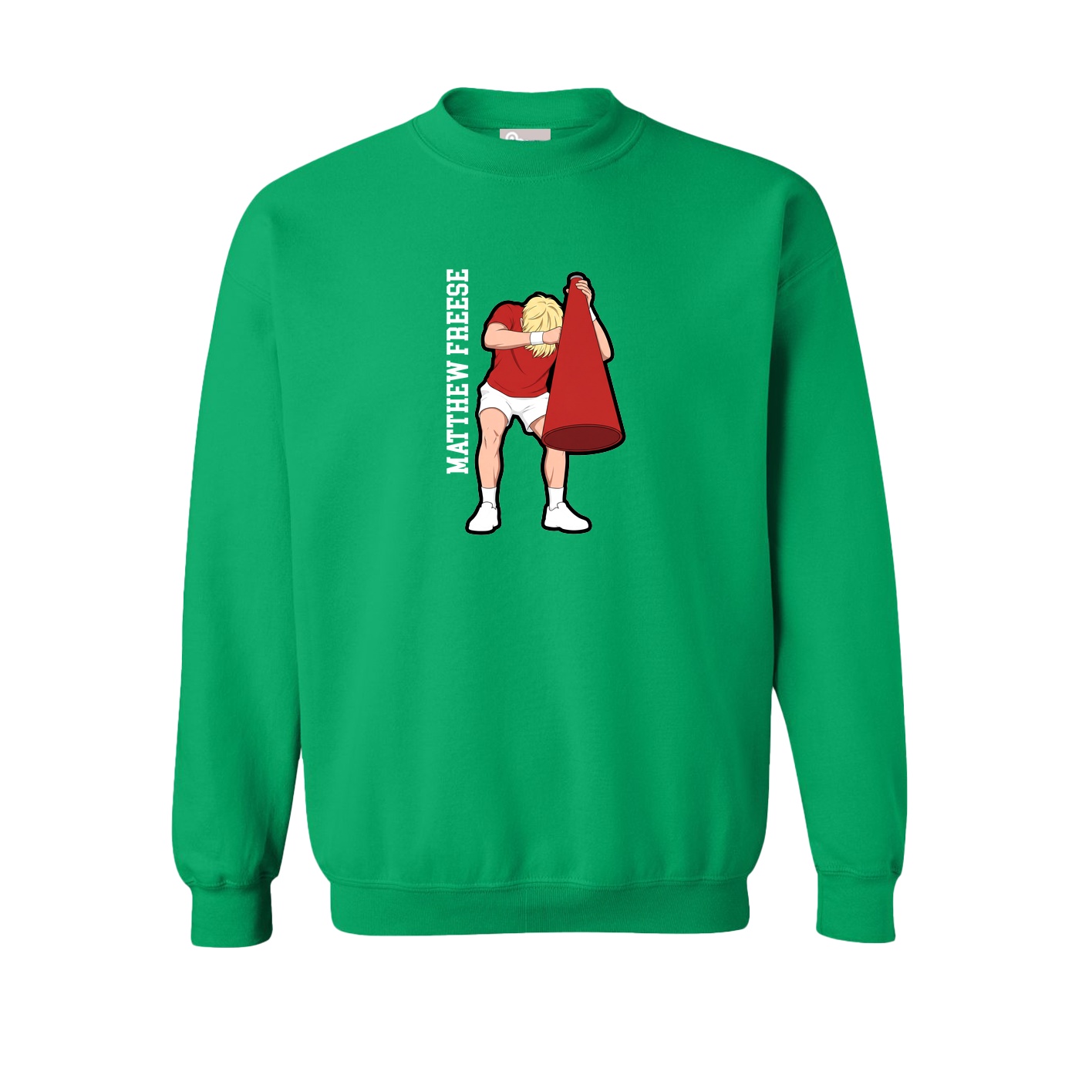 Fleece Crew — Name Vertical in Green