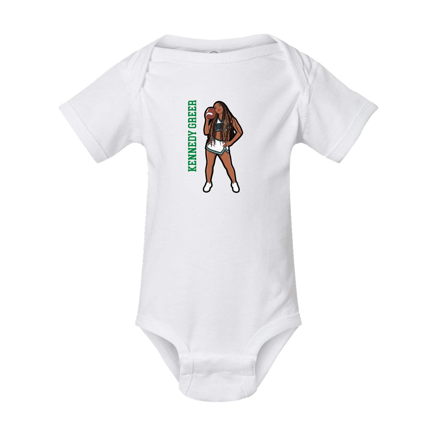 Baby Onesie — Name Vertical in White