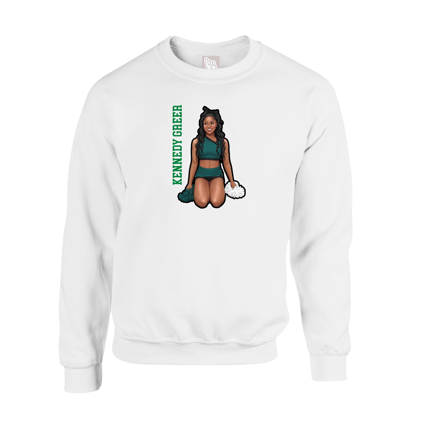 Fleece Crew — Name Vertical in White