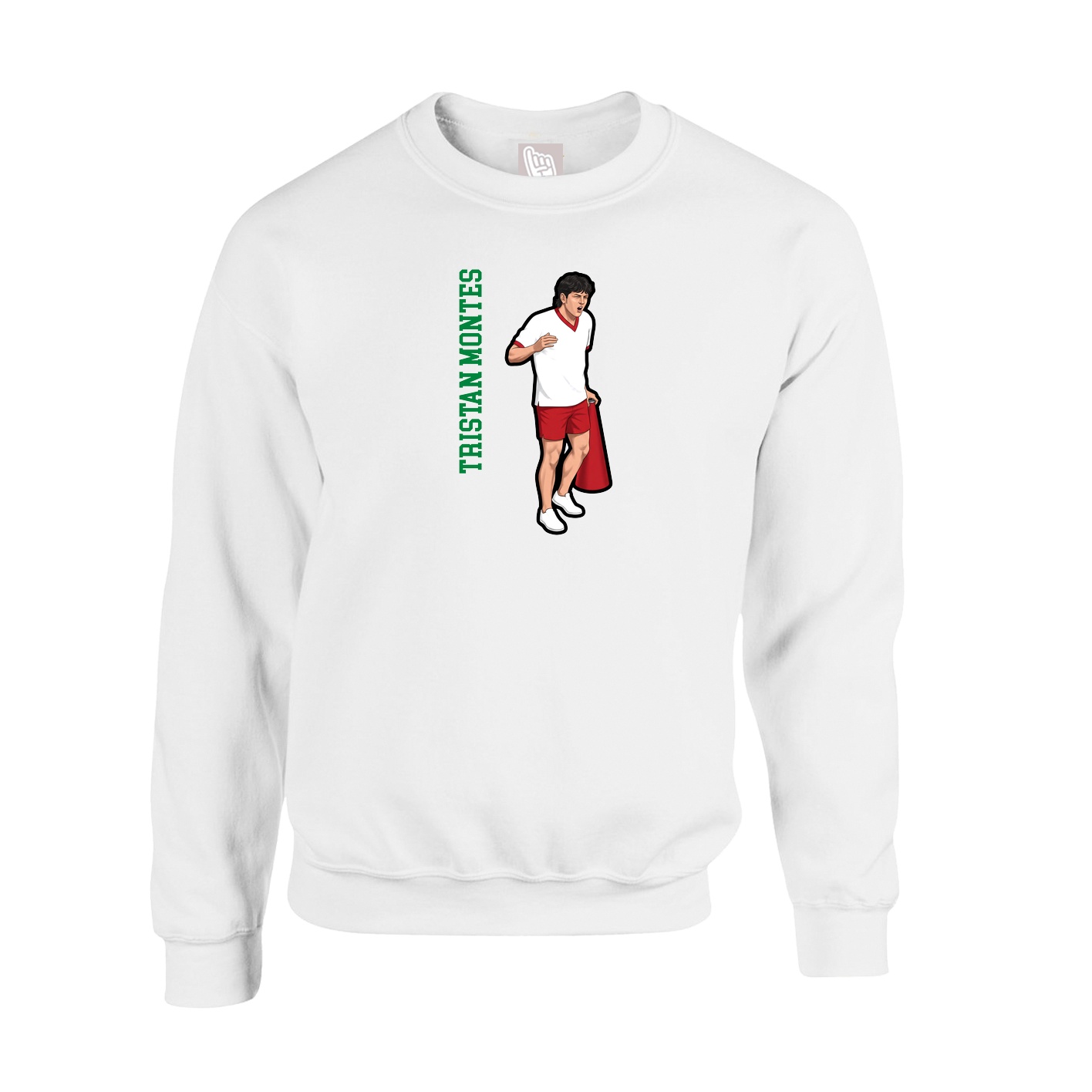 Fleece Crew — Name Vertical in White