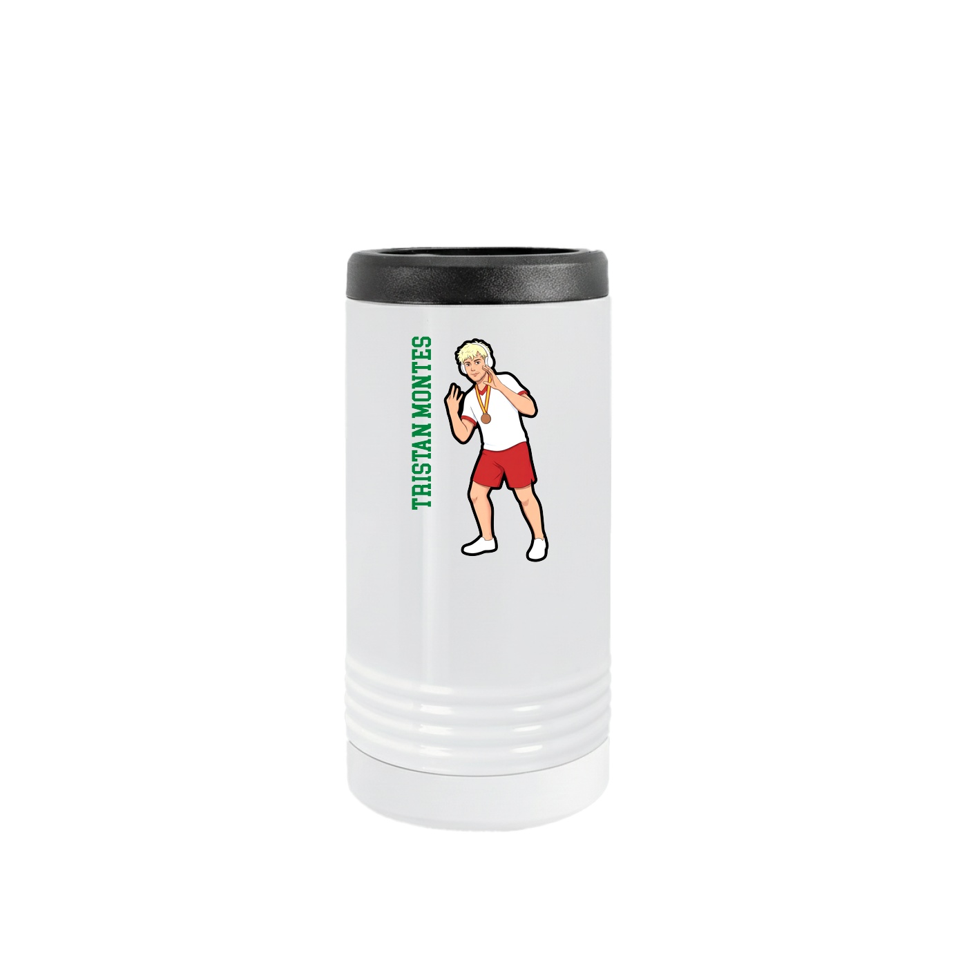 Slim Beverage Holder — Name Vertical in White