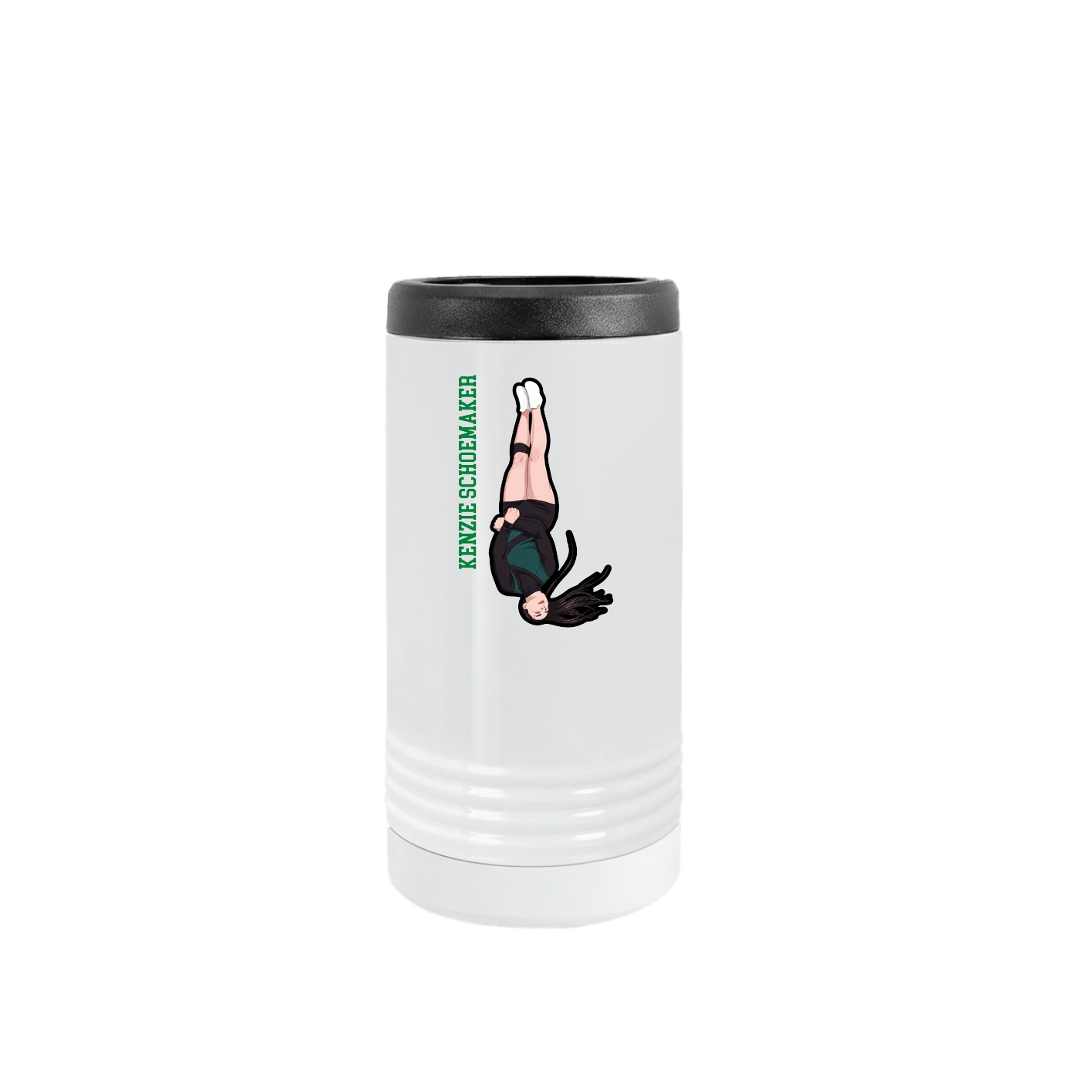 Slim Beverage Holder — Name Vertical in White
