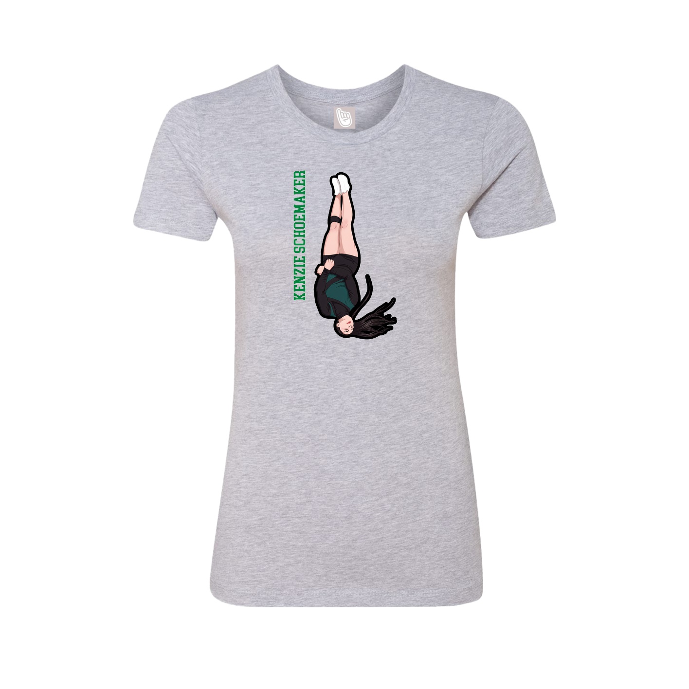 Fitted Women's Tee — Name Vertical in Grey