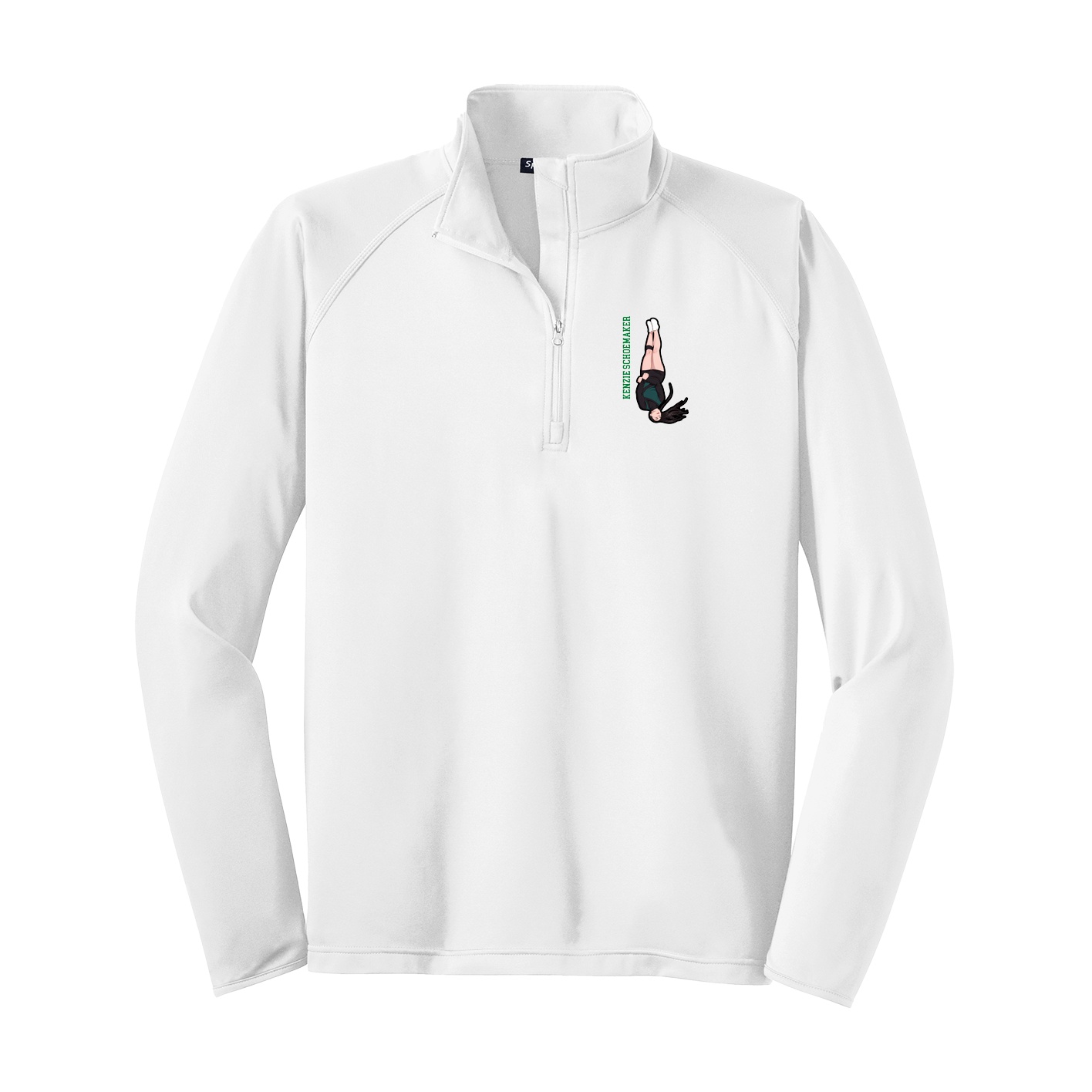 Q-Zip Pullover — Name Vertical in White