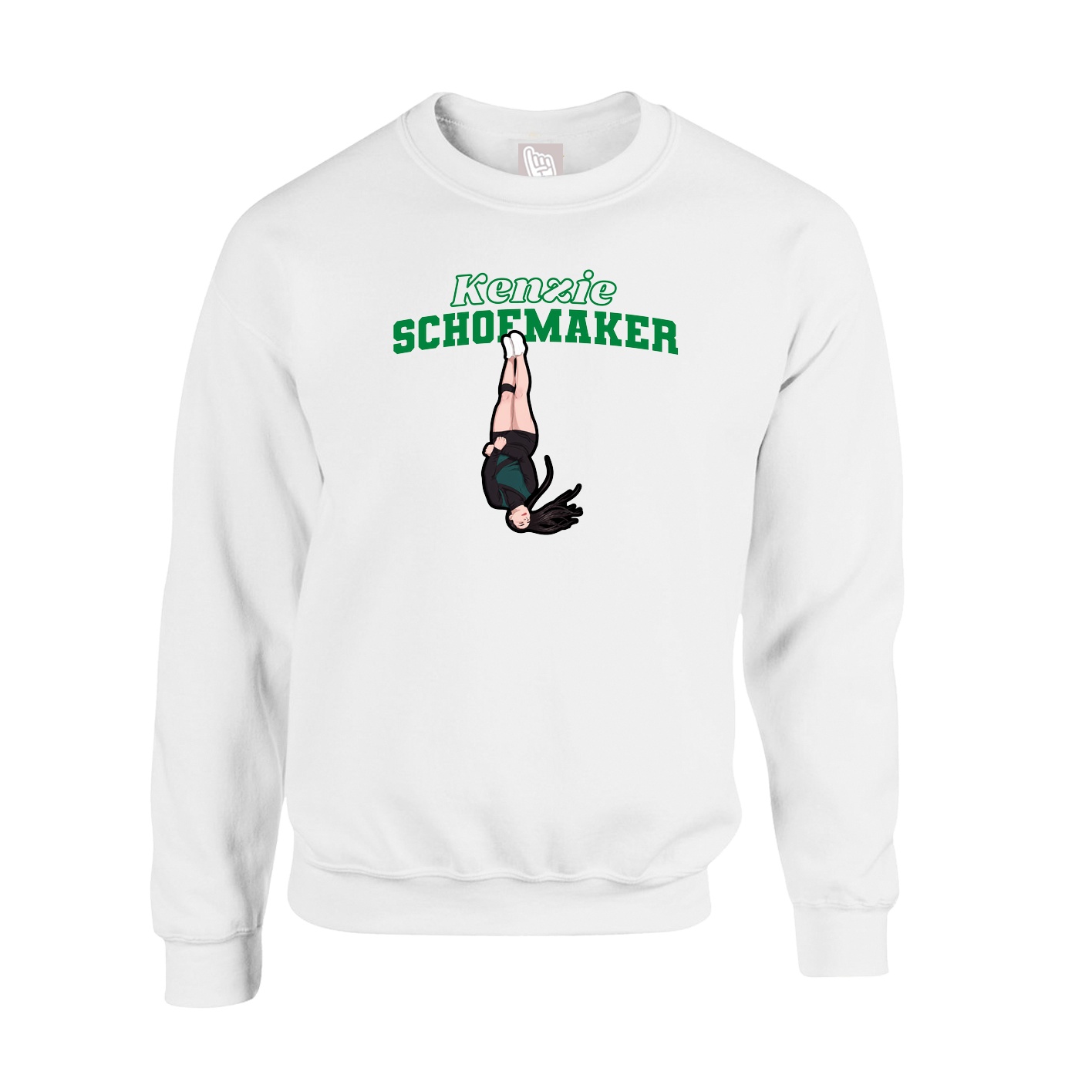 Fleece Crew — Name Arch in White