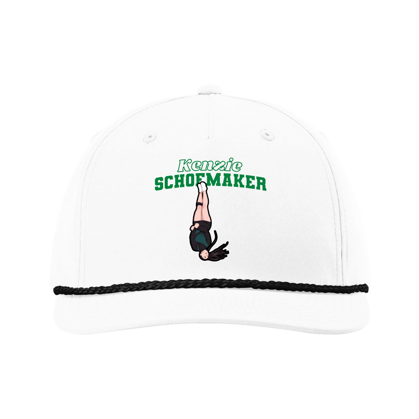 Five-Panel Classic Rope Cap — Name Arch in White