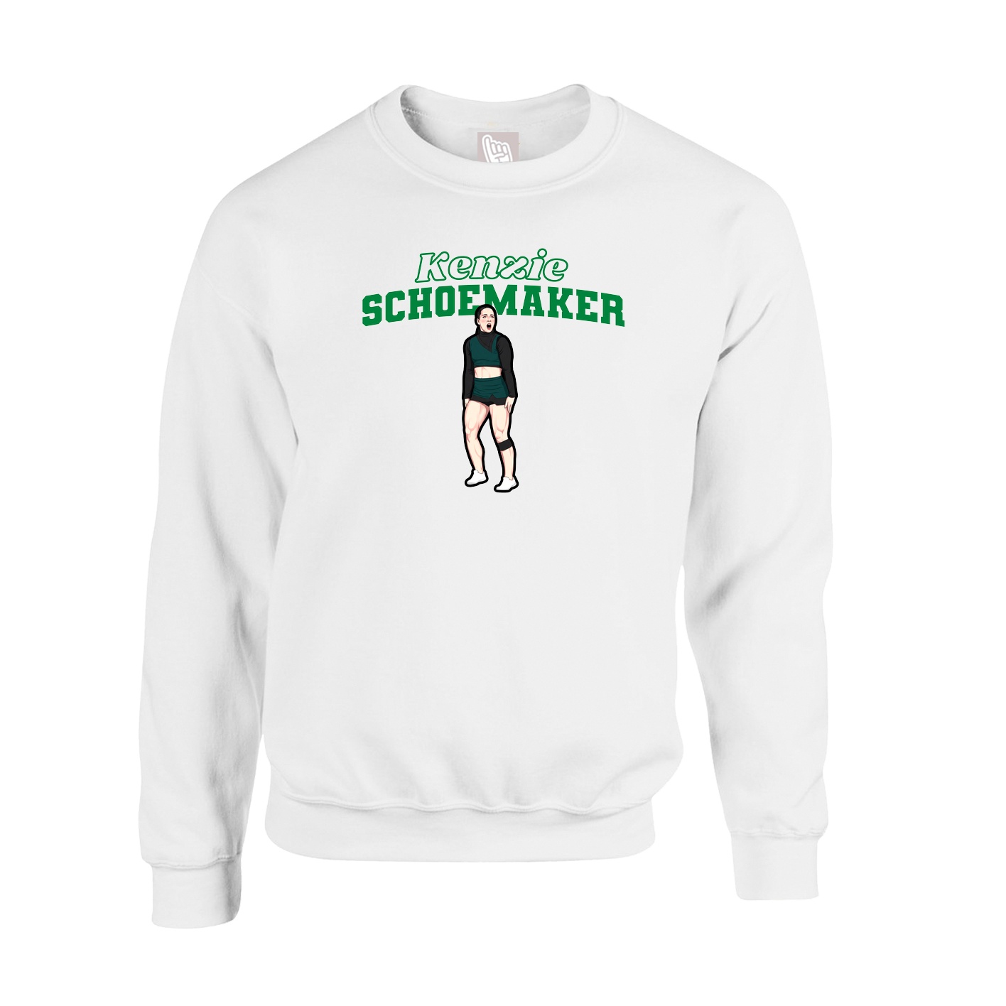 Fleece Crew — Name Arch in White