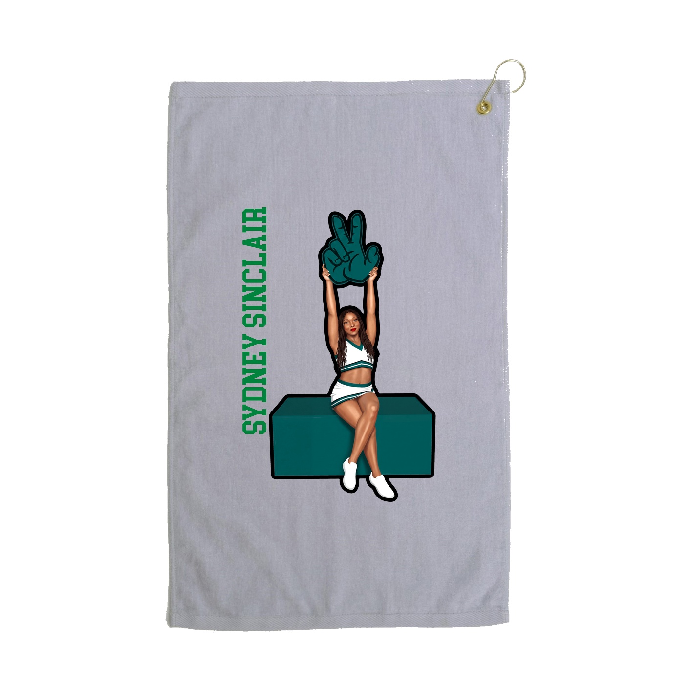 Golf Towel — Name Vertical in Grey