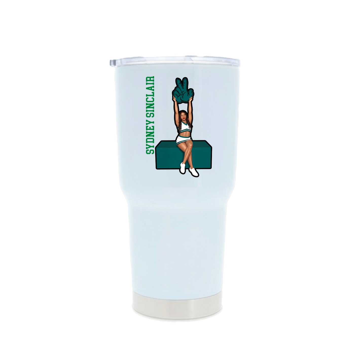 30oz Stainless Steel Tumbler — Name Vertical in White
