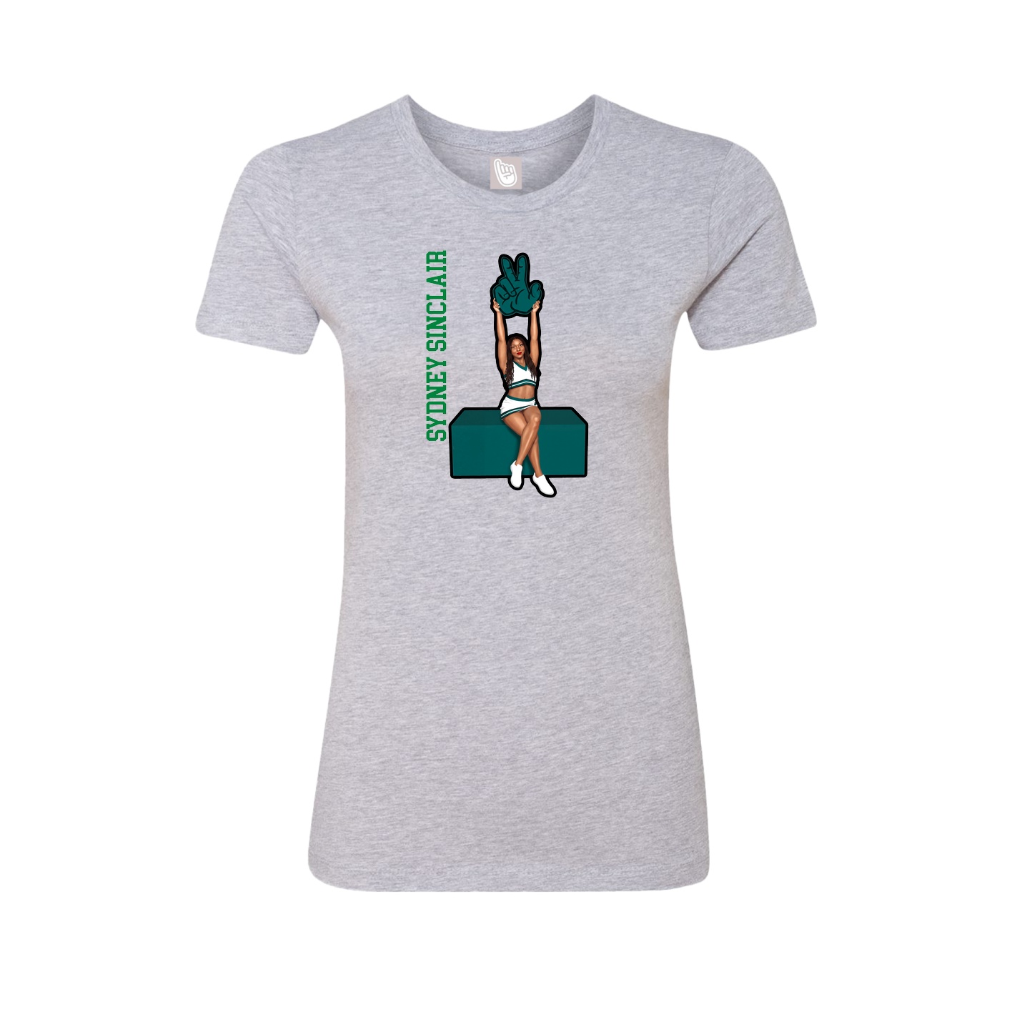 Fitted Women's Tee — Name Vertical in Grey