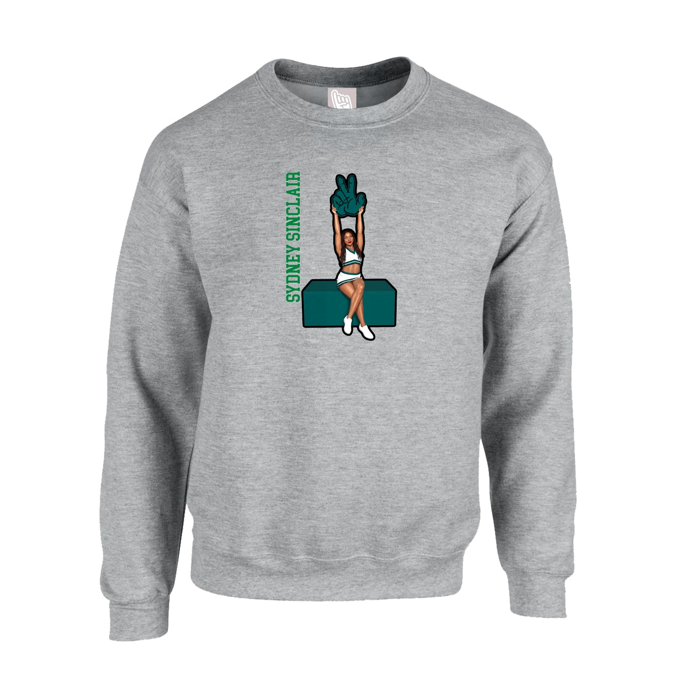 Fleece Crew — Name Vertical in Grey