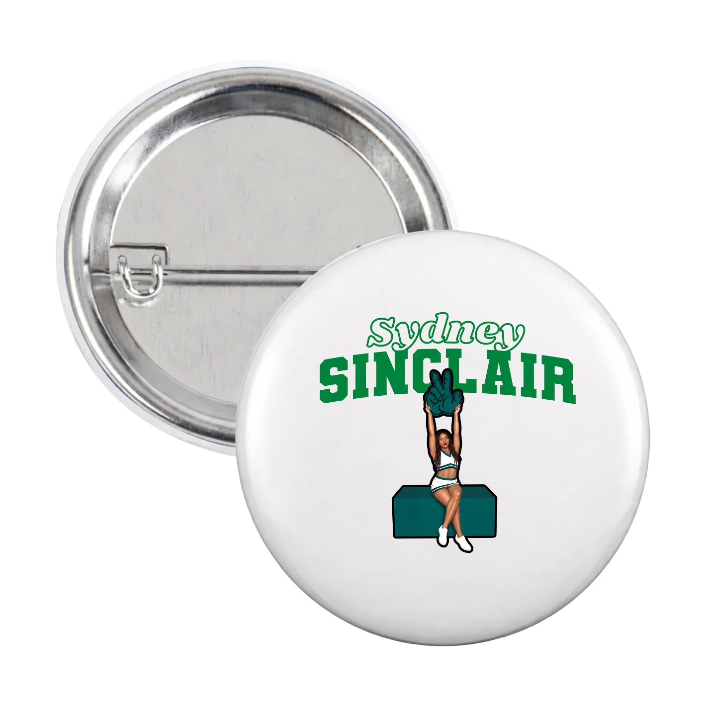 Game Day Button — Name Arch in White