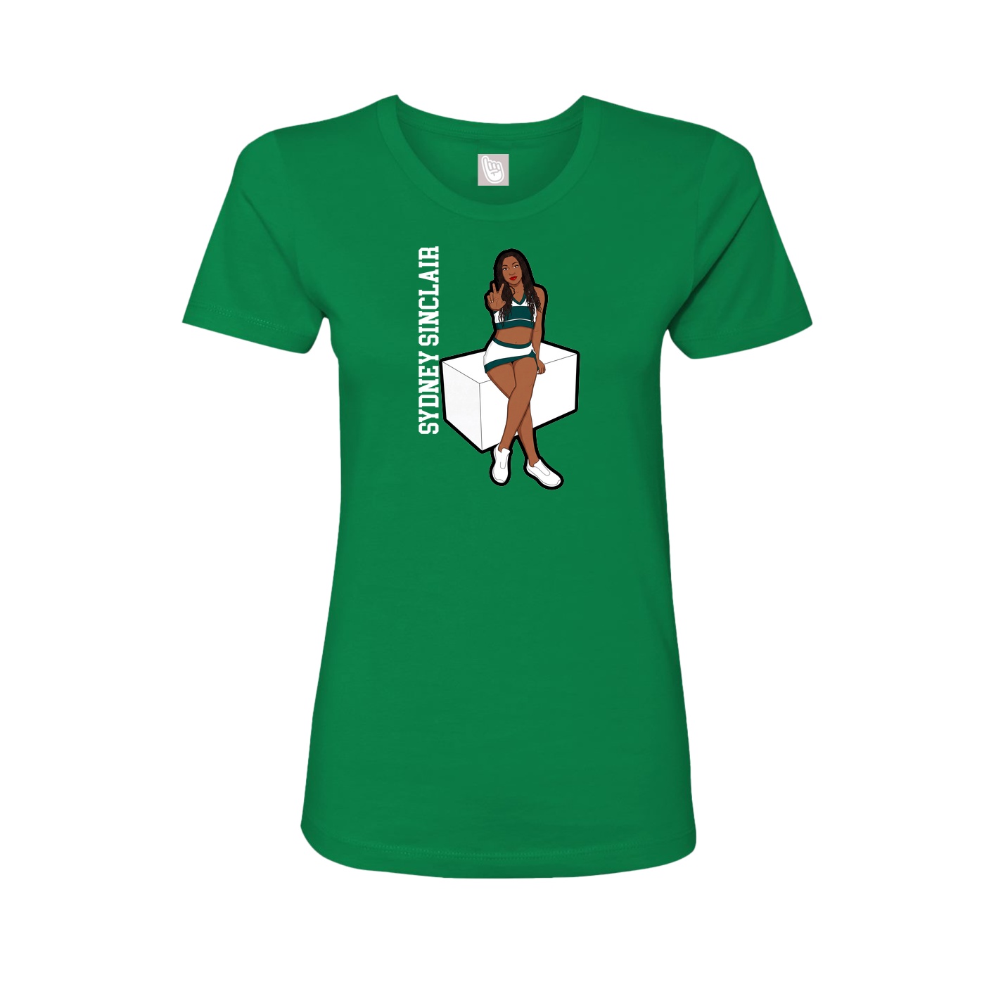 Fitted Women's Tee — Name Vertical in Green
