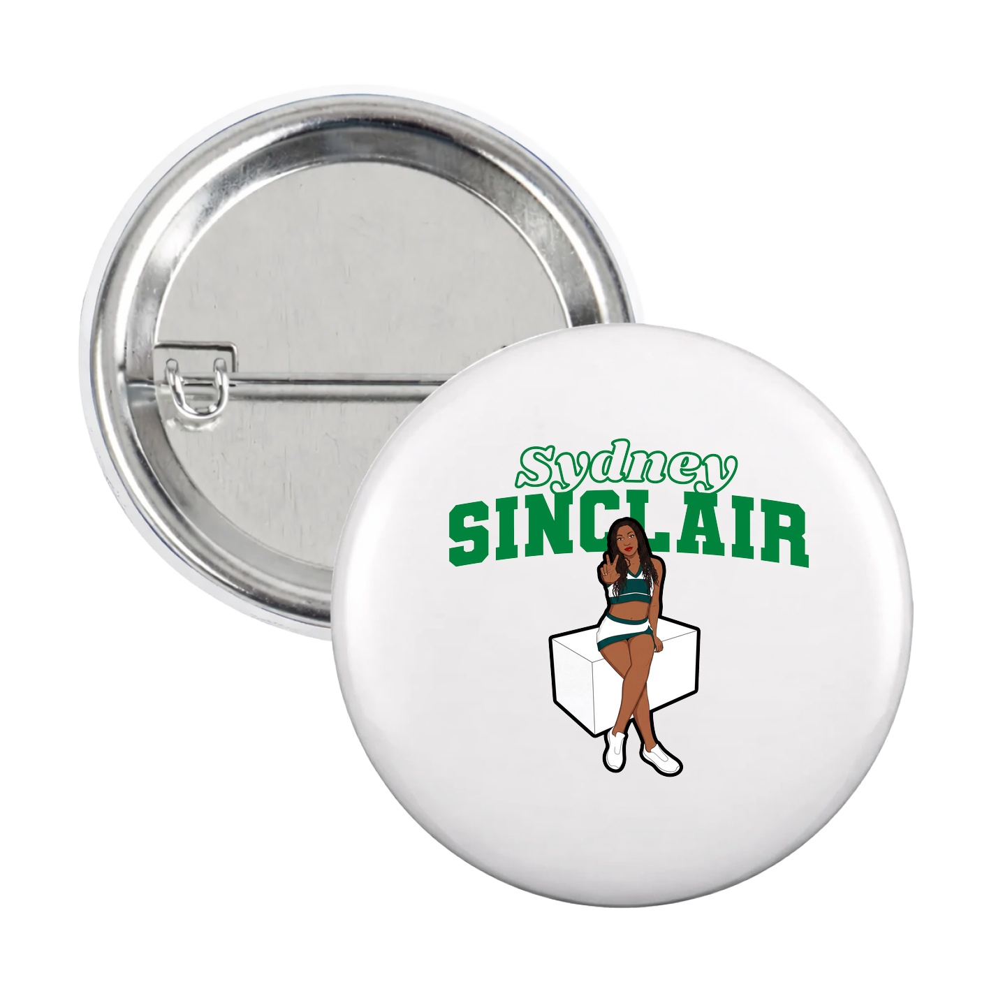 Game Day Button — Name Arch in White