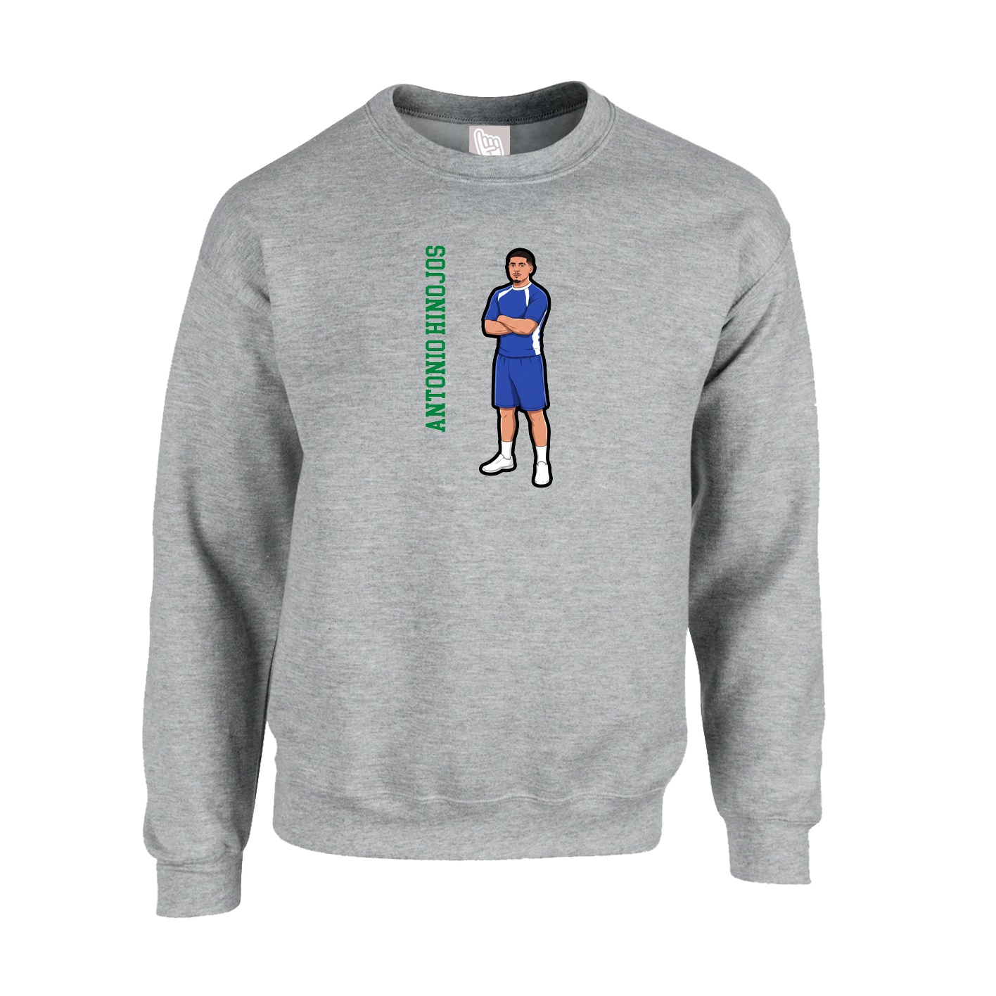 Fleece Crew — Name Vertical in Grey