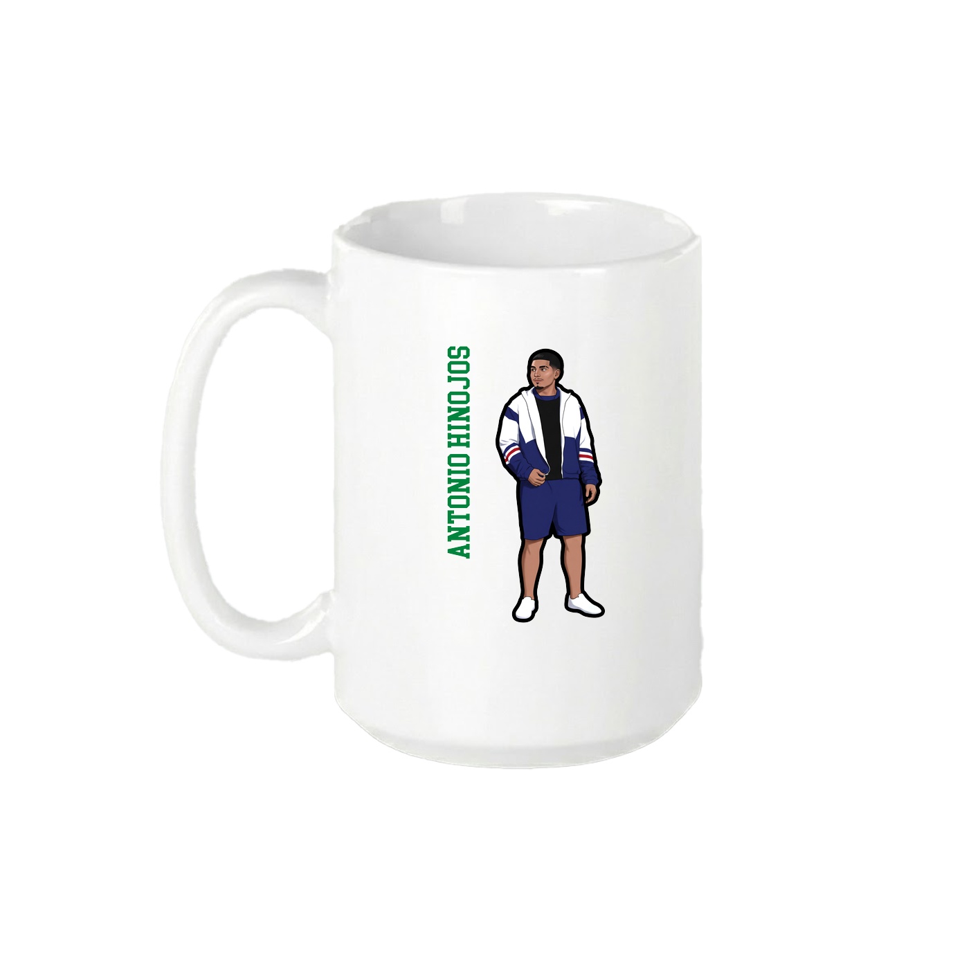 15oz Coffee Mug — Name Vertical in White