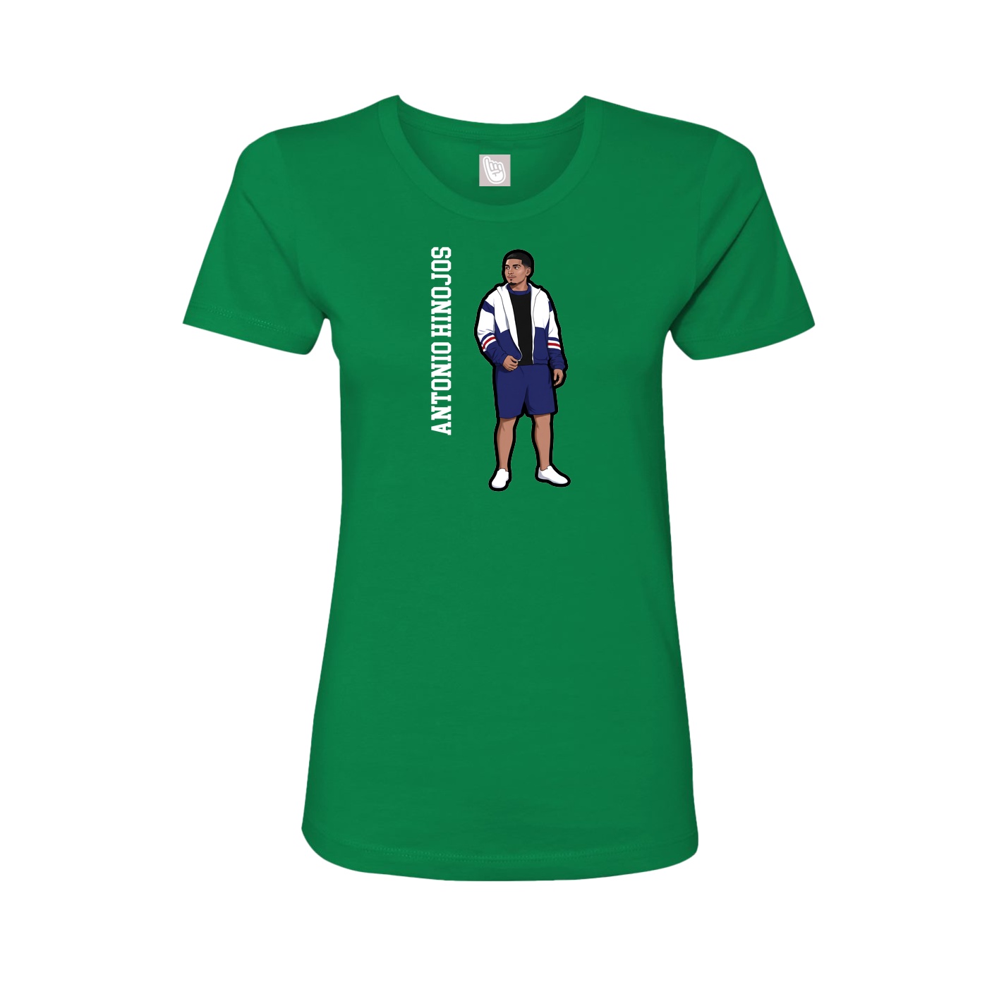 Fitted Women's Tee — Name Vertical in Green