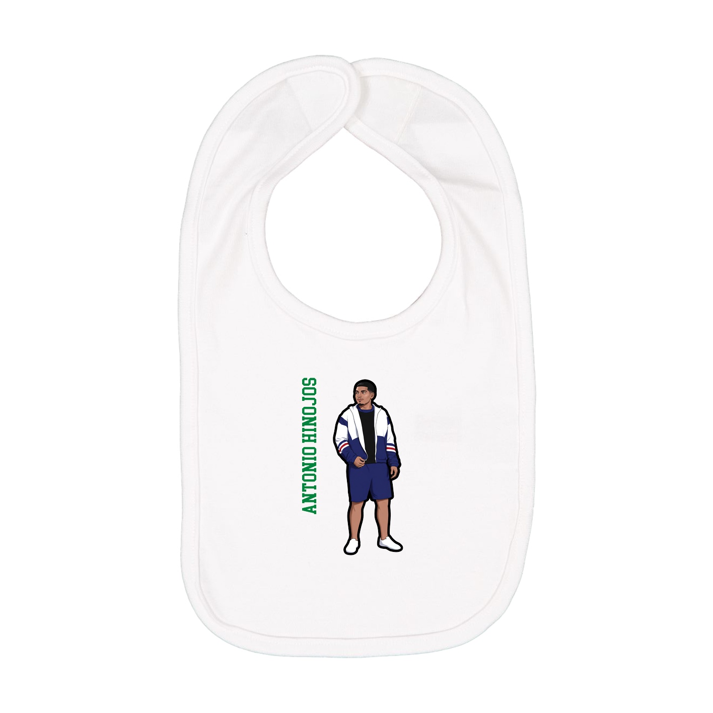 Infant Bib — Name Vertical in White