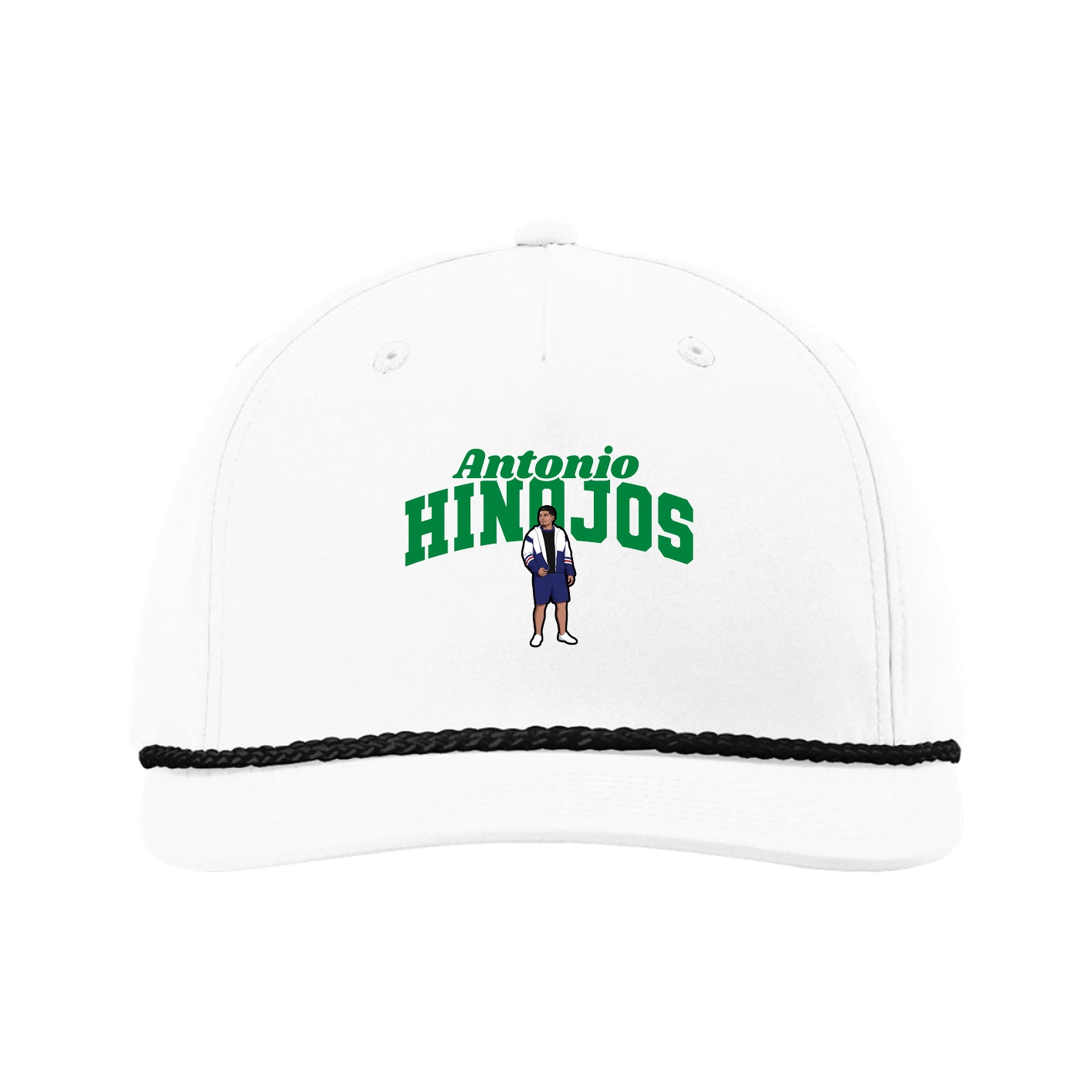 Five-Panel Classic Rope Cap — Signature Arch in White