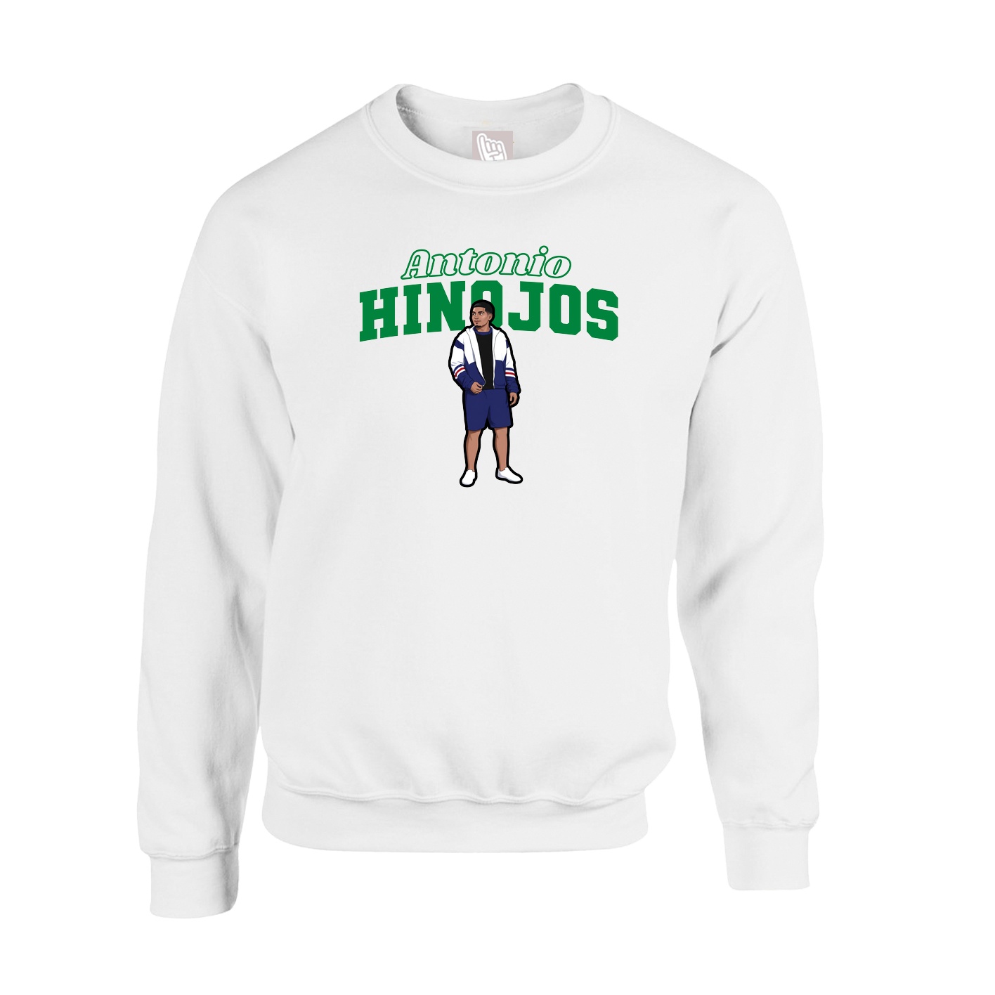 Fleece Crew — Name Arch in White