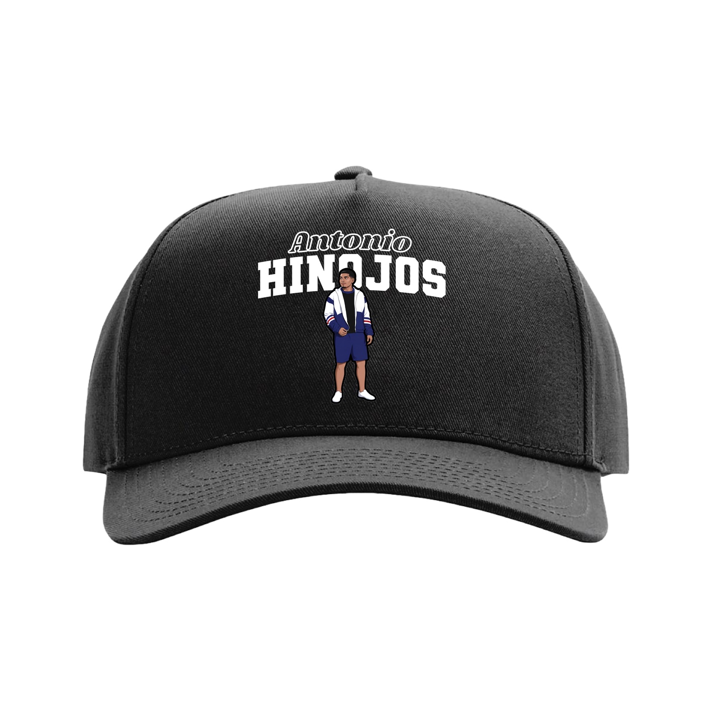 Full Fabric Five-Panel Champ Cap — Name Arch in Black
