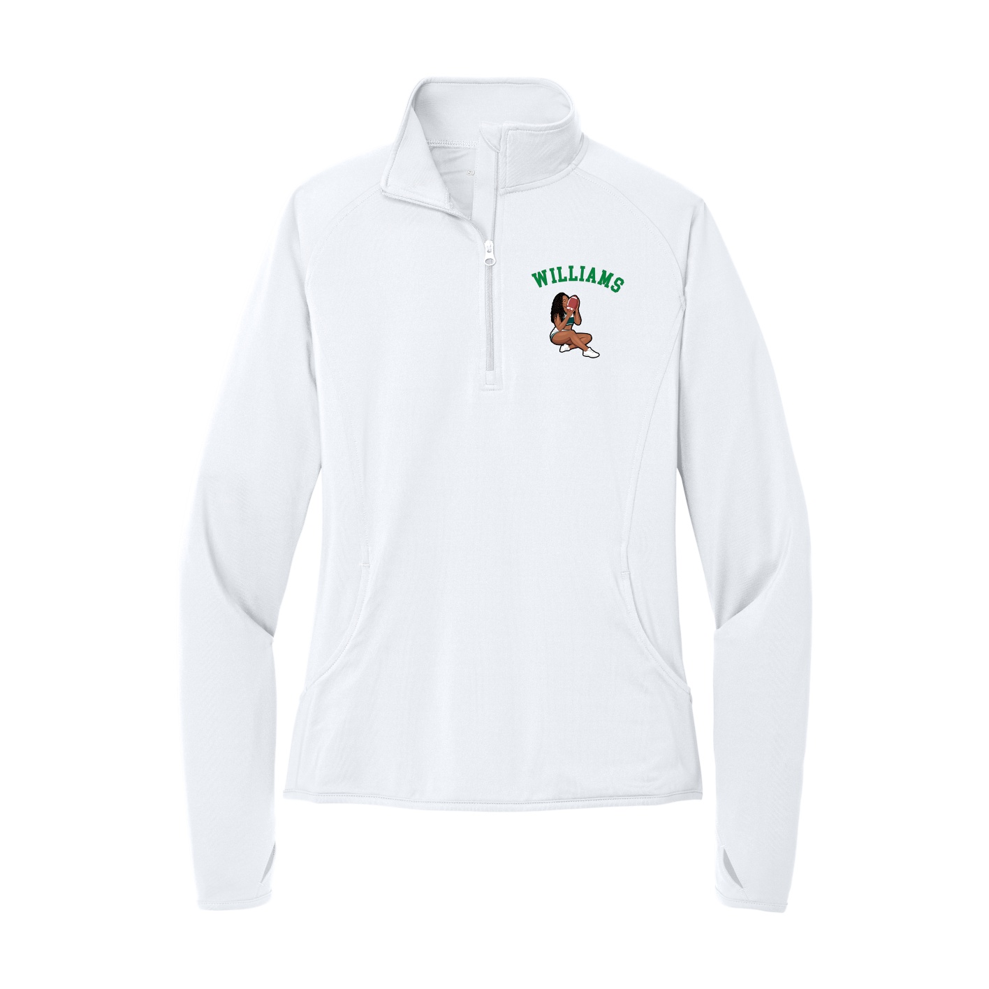 Women's Q-Zip Pullover — Shirsey Arch in White