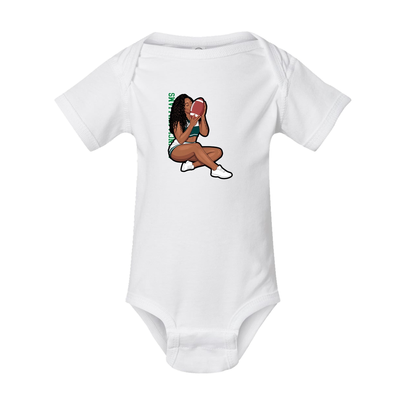 Baby Onesie — Name Vertical in White