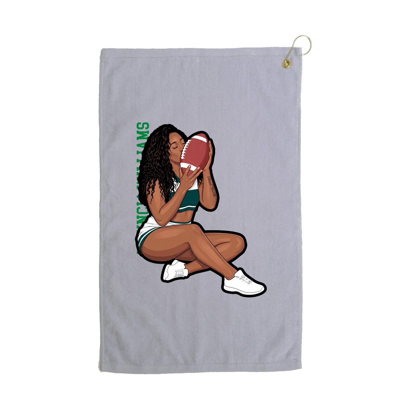 Golf Towel — Name Vertical in Grey