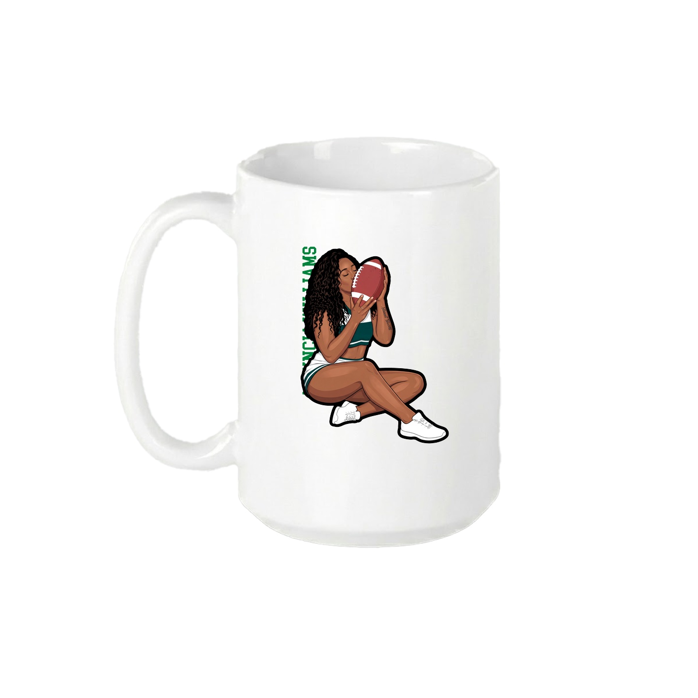 15oz Coffee Mug — Name Vertical in White