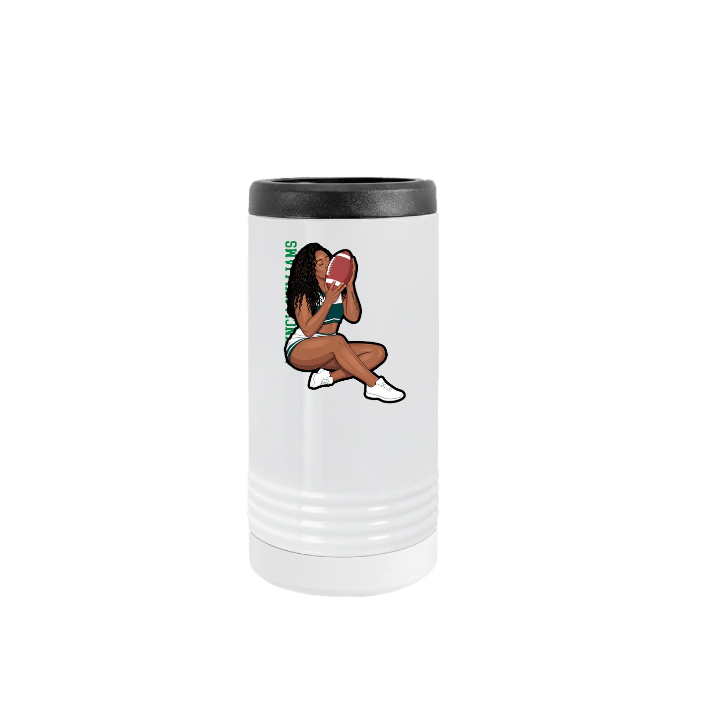 Slim Beverage Holder — Name Vertical in White