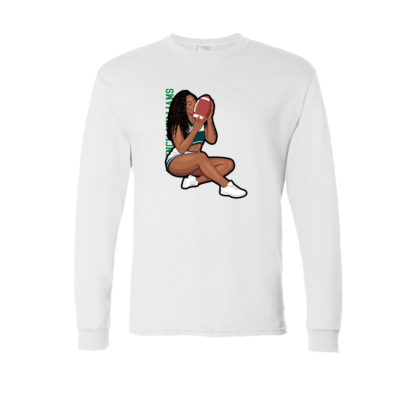 Long Sleeve Tee — Name Vertical in White