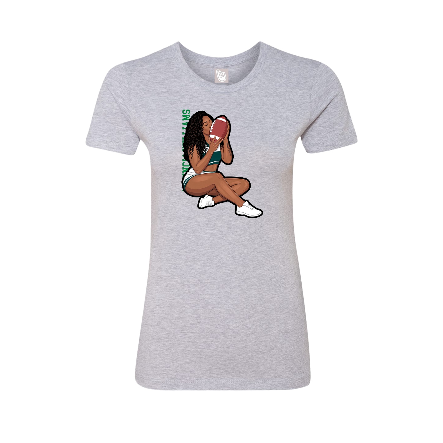 Fitted Women's Tee — Name Vertical in Grey