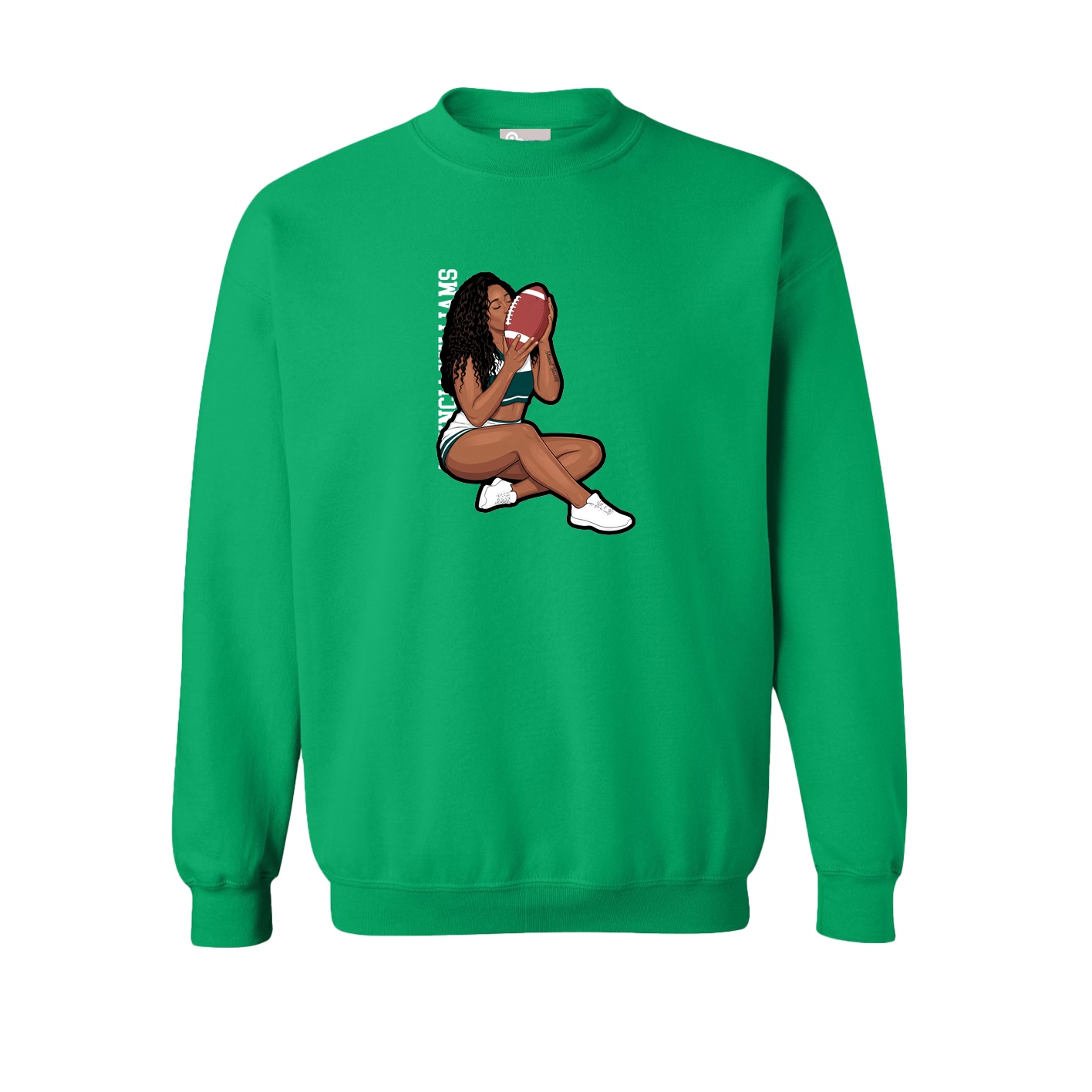 Fleece Crew — Name Vertical in Green