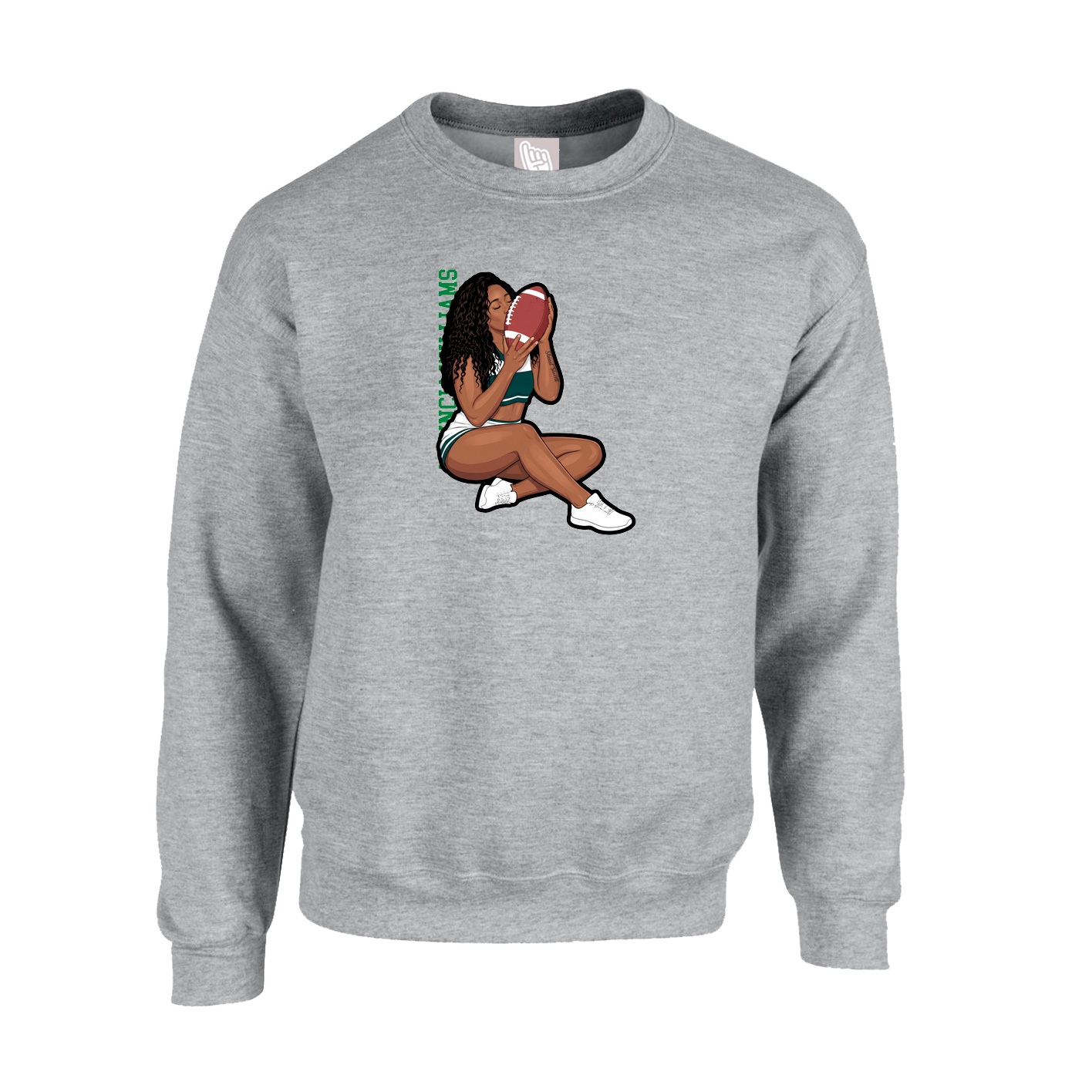 Fleece Crew — Name Vertical in Grey