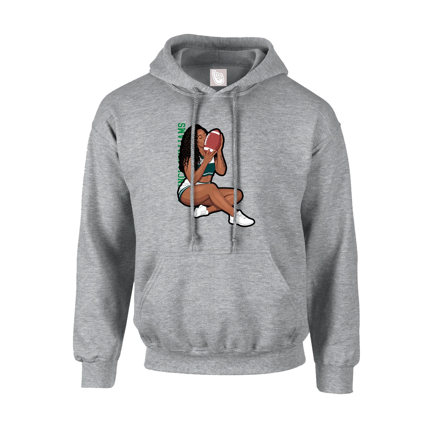 Youth Hoodie — Name Vertical in Grey