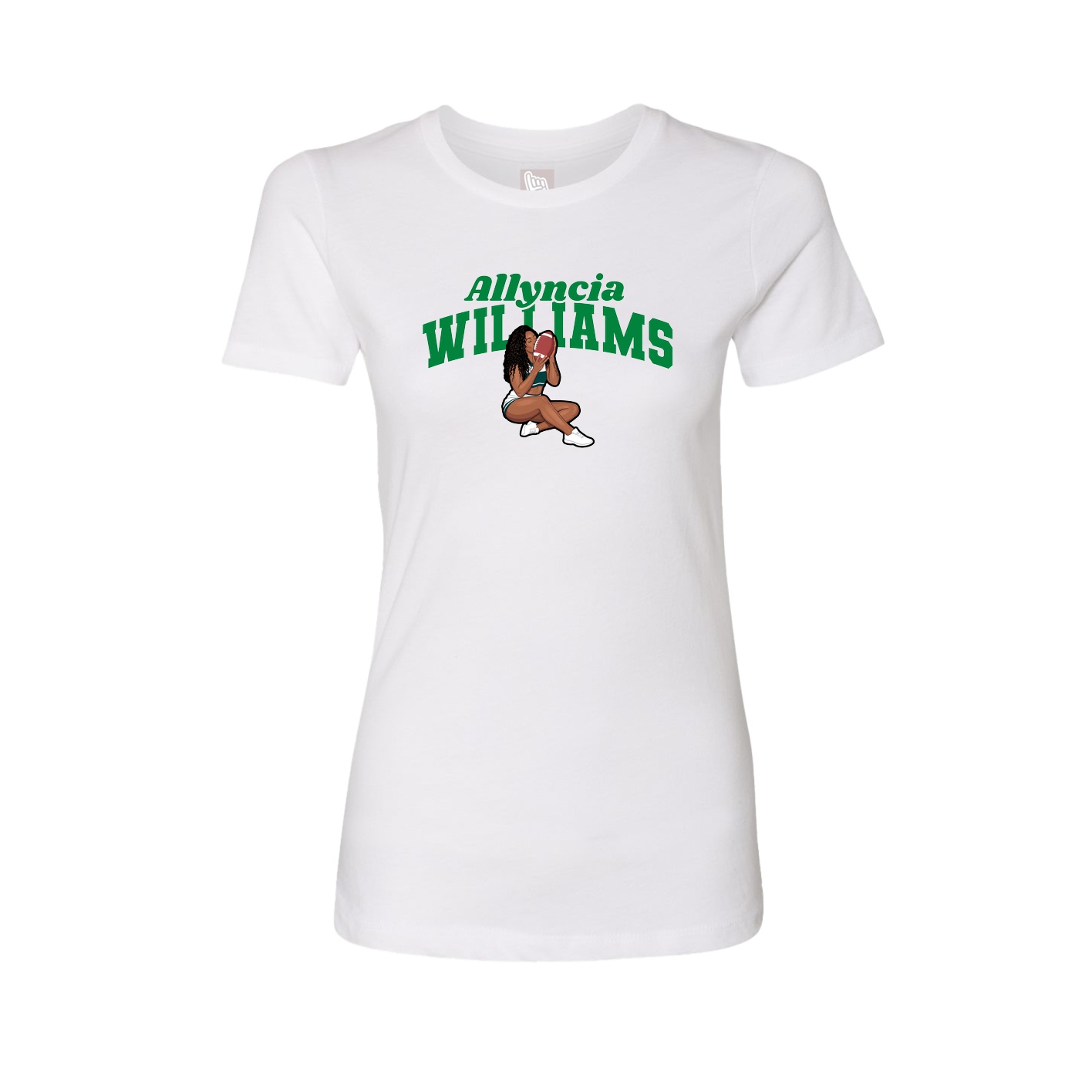 Fitted Women's Tee — Signature Arch in White