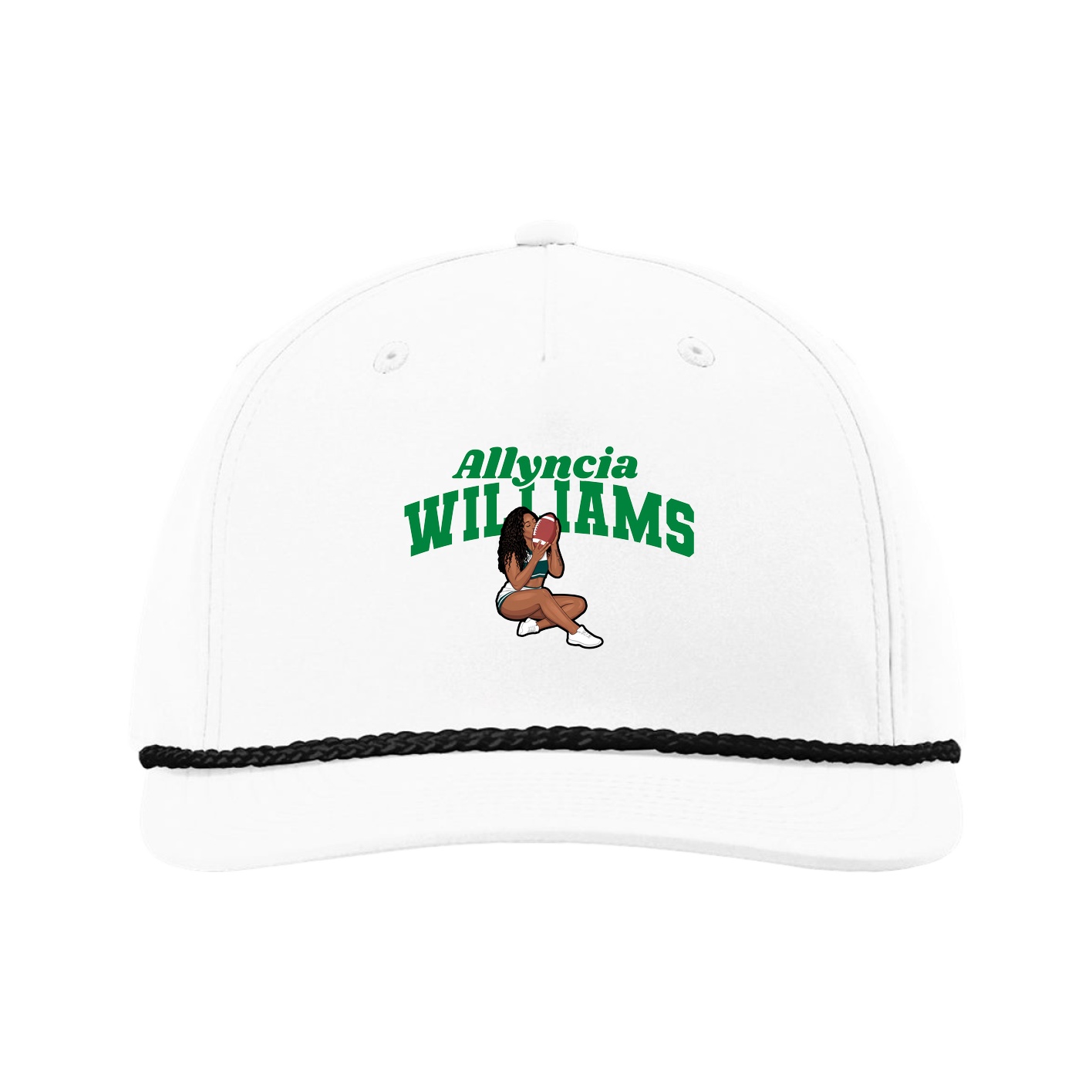 Five-Panel Classic Rope Cap — Signature Arch in White