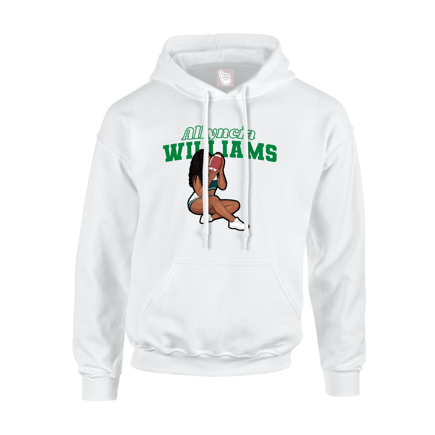 Youth Hoodie — Name Arch in White