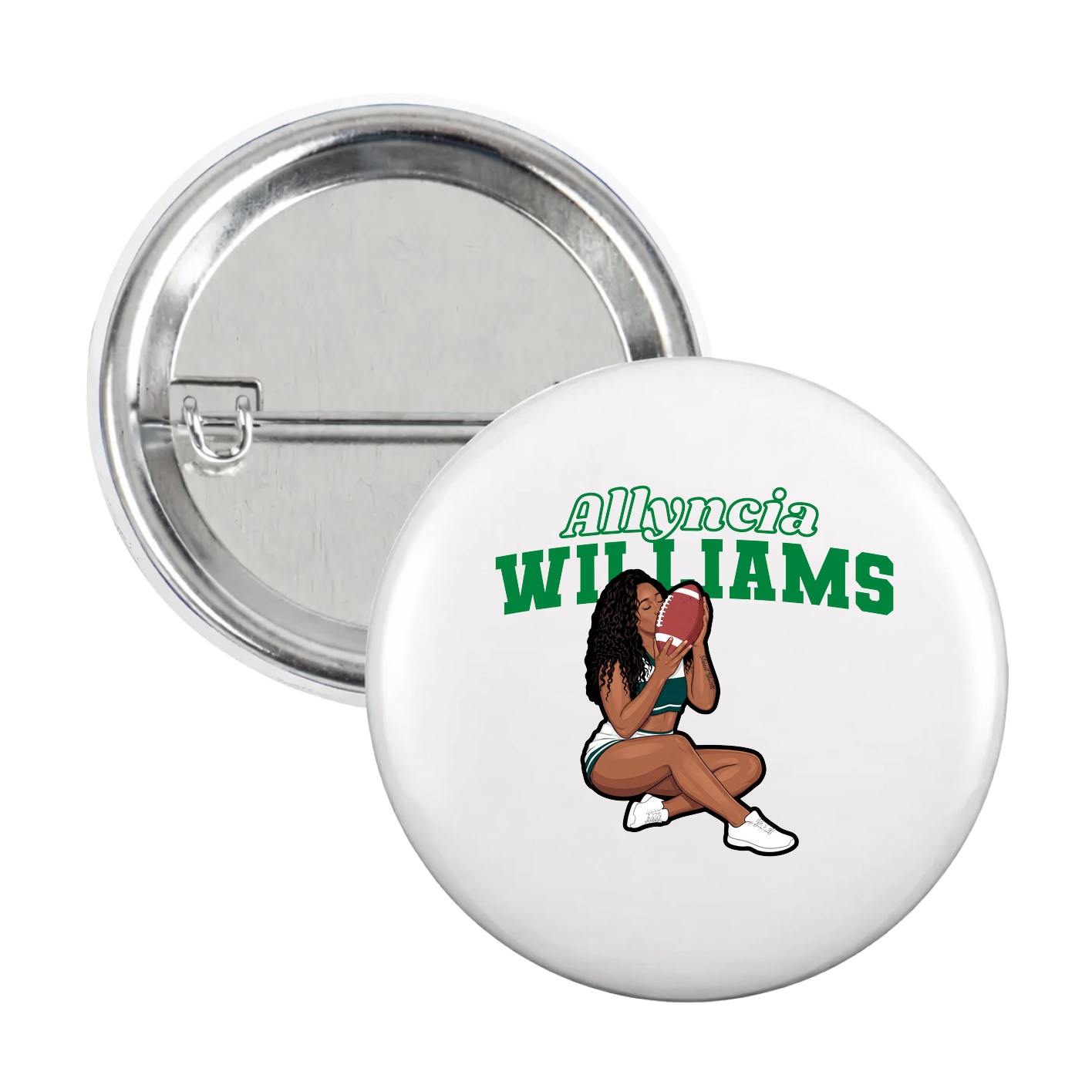 Game Day Button — Name Arch in White