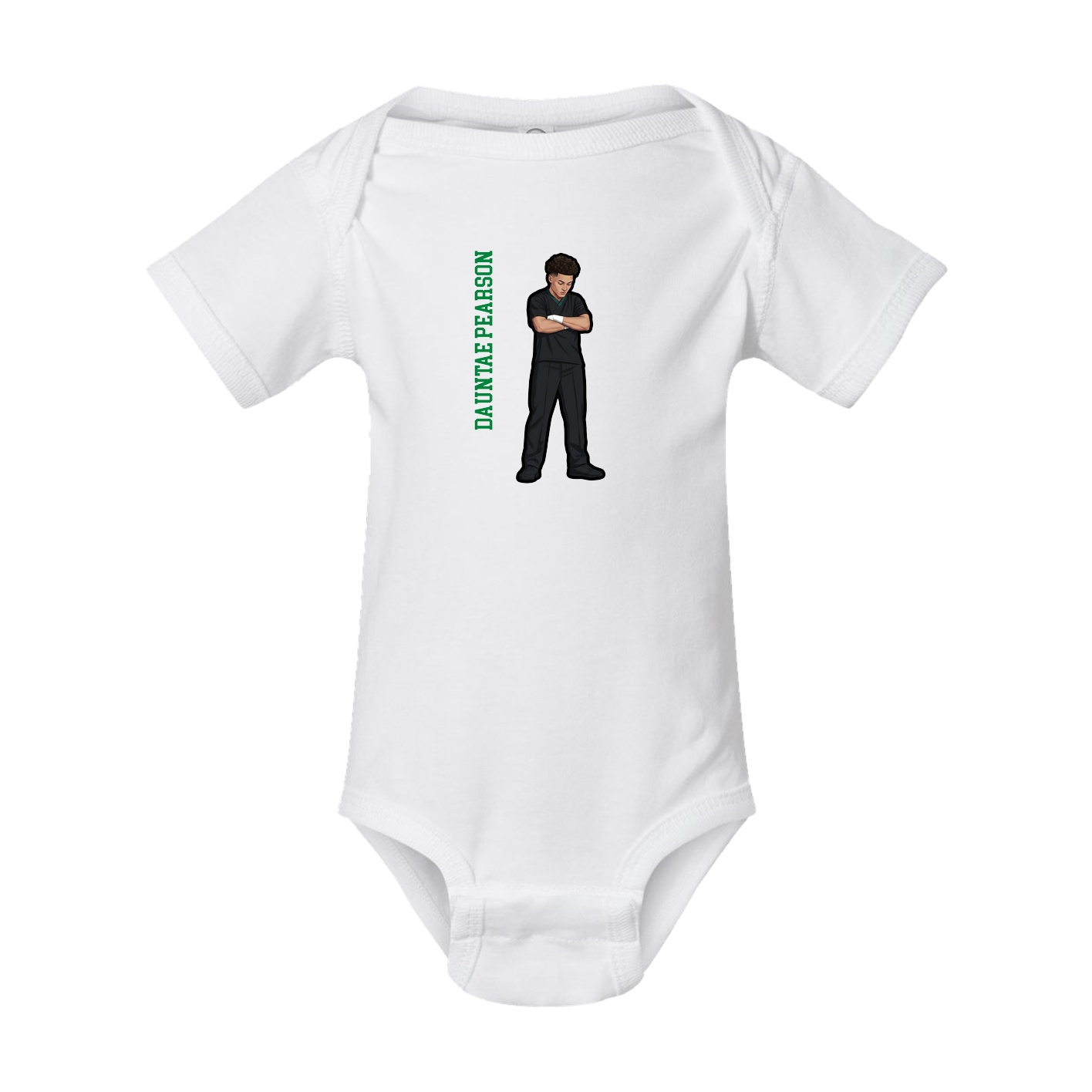 Baby Onesie — Name Vertical in White