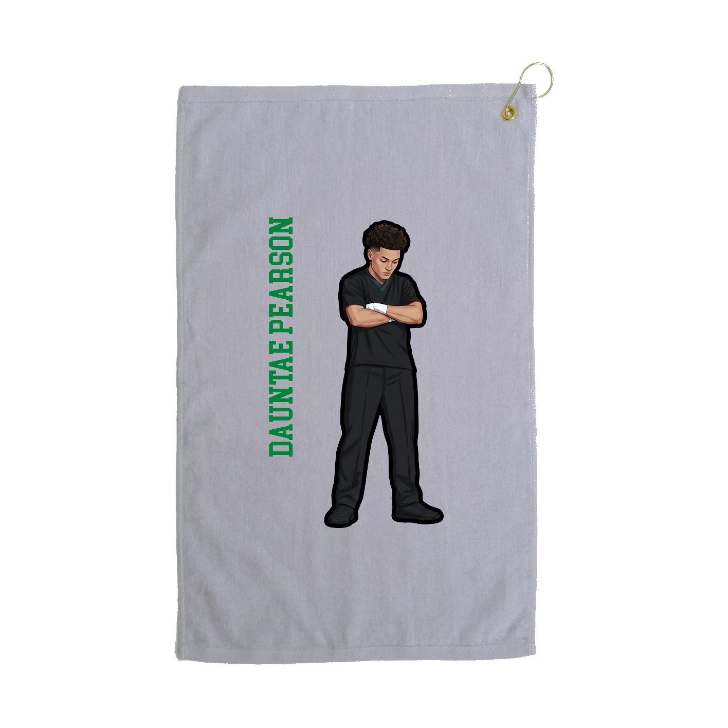 Golf Towel — Name Vertical in Grey