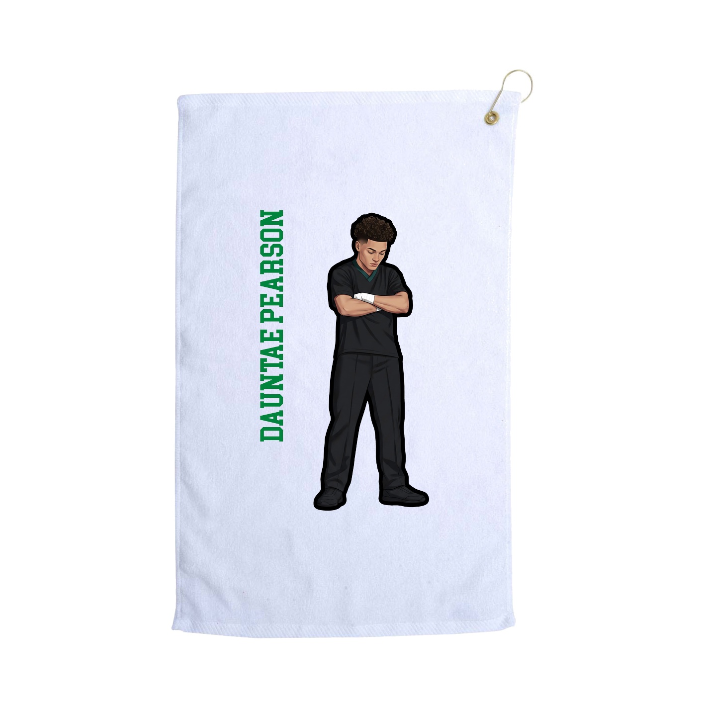 Golf Towel — Name Vertical in White